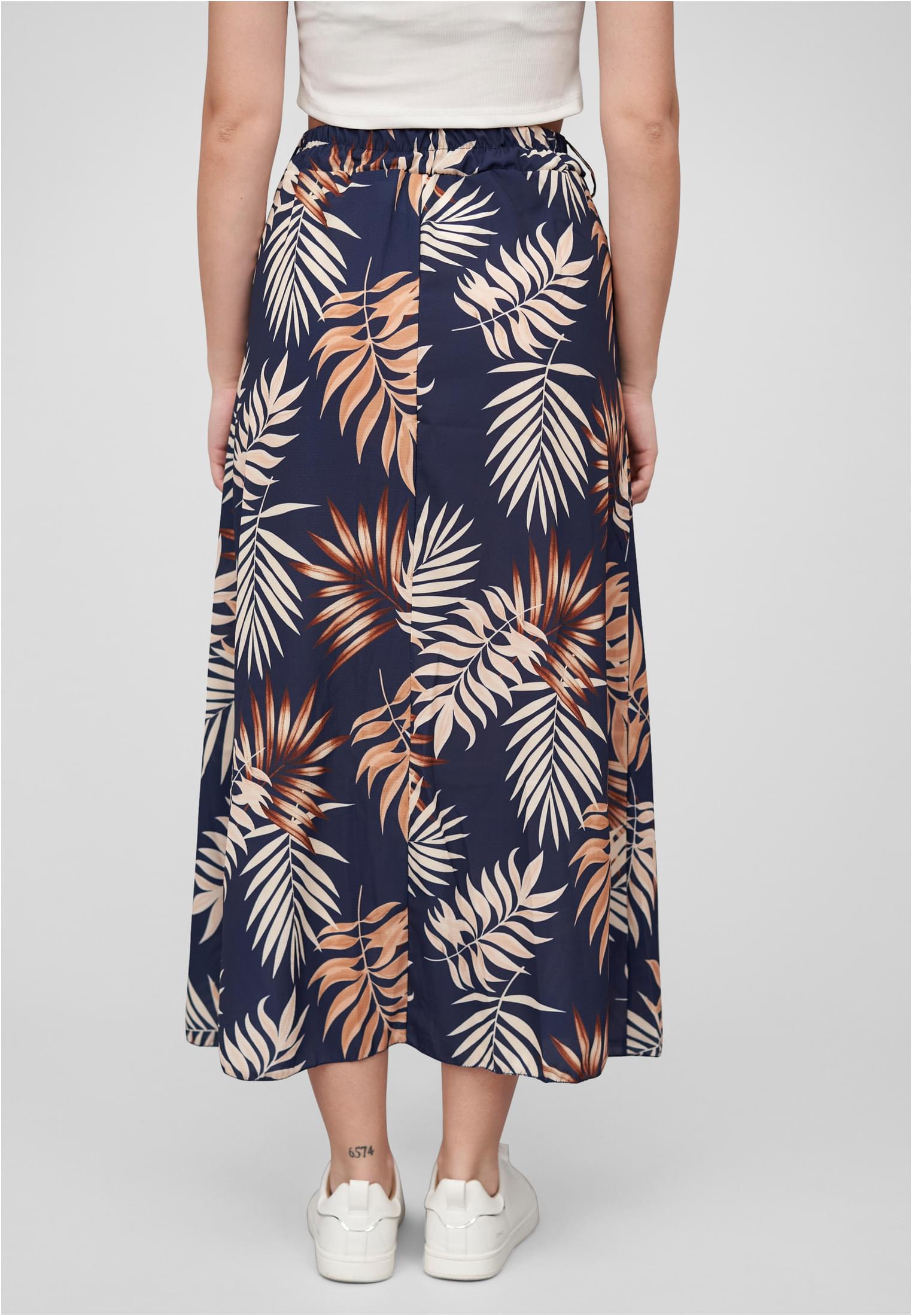 Cloud5ive Damen Longform Rock mit Allover Blätter Print navy blue L - variant image 1
