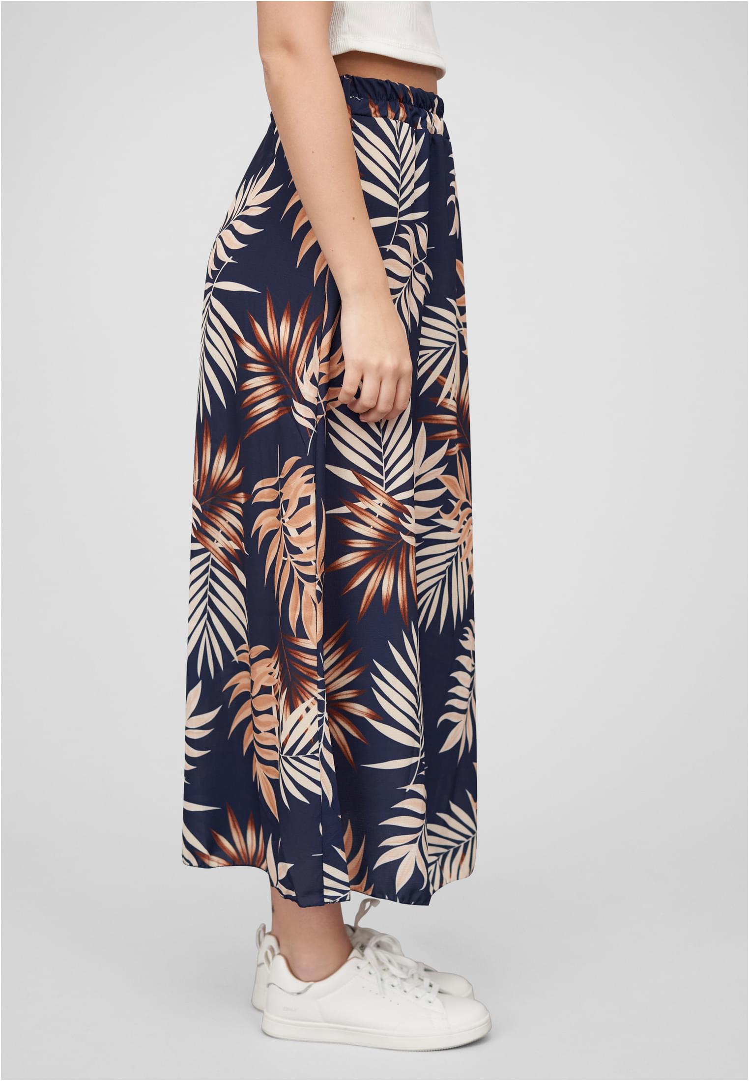 Cloud5ive Damen Longform Rock mit Allover Blätter Print navy blue L - variant image 2