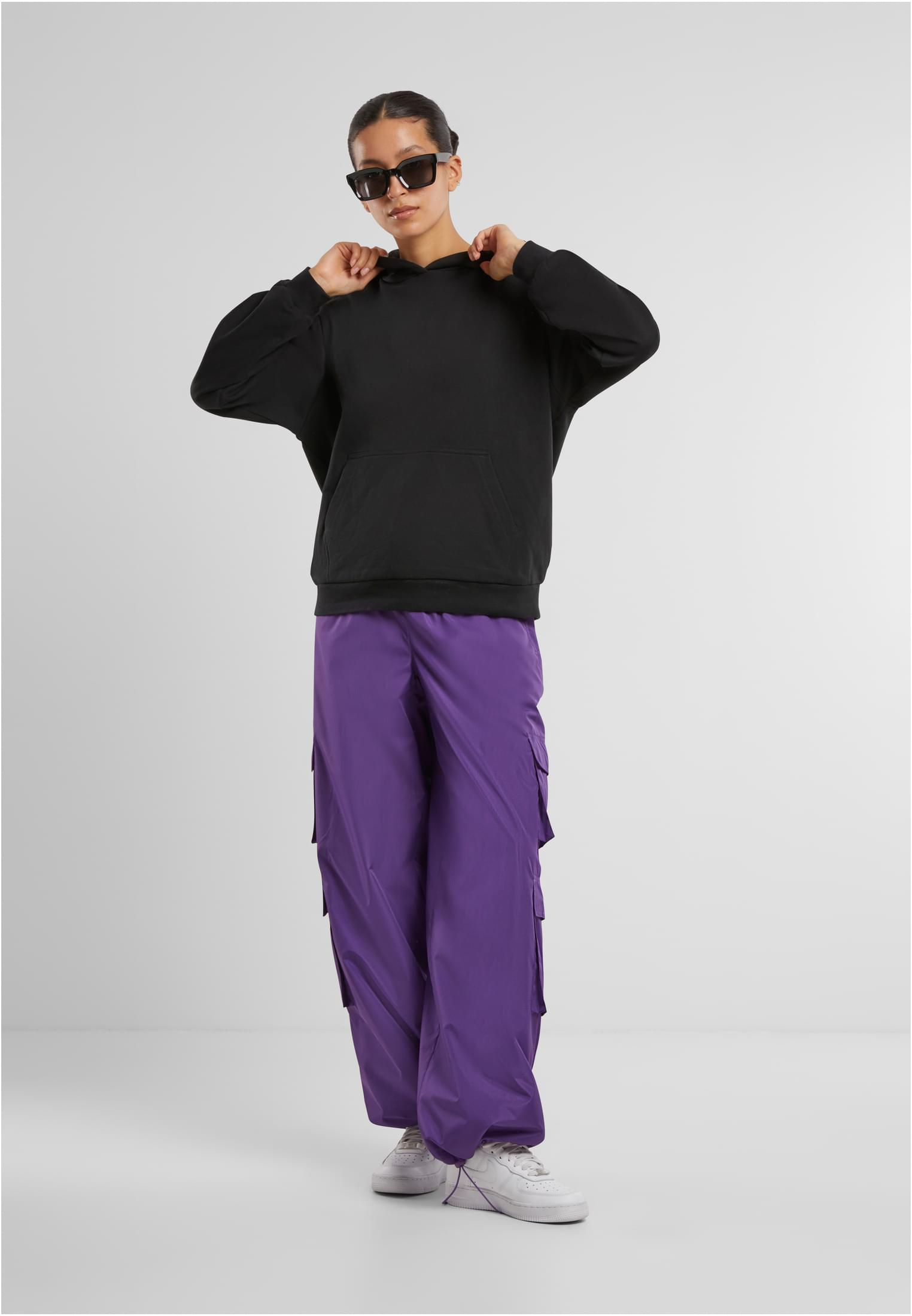 Femmes Coupe Lâche Flou Doux Veste à Capuche Noir
 - variant image 2
