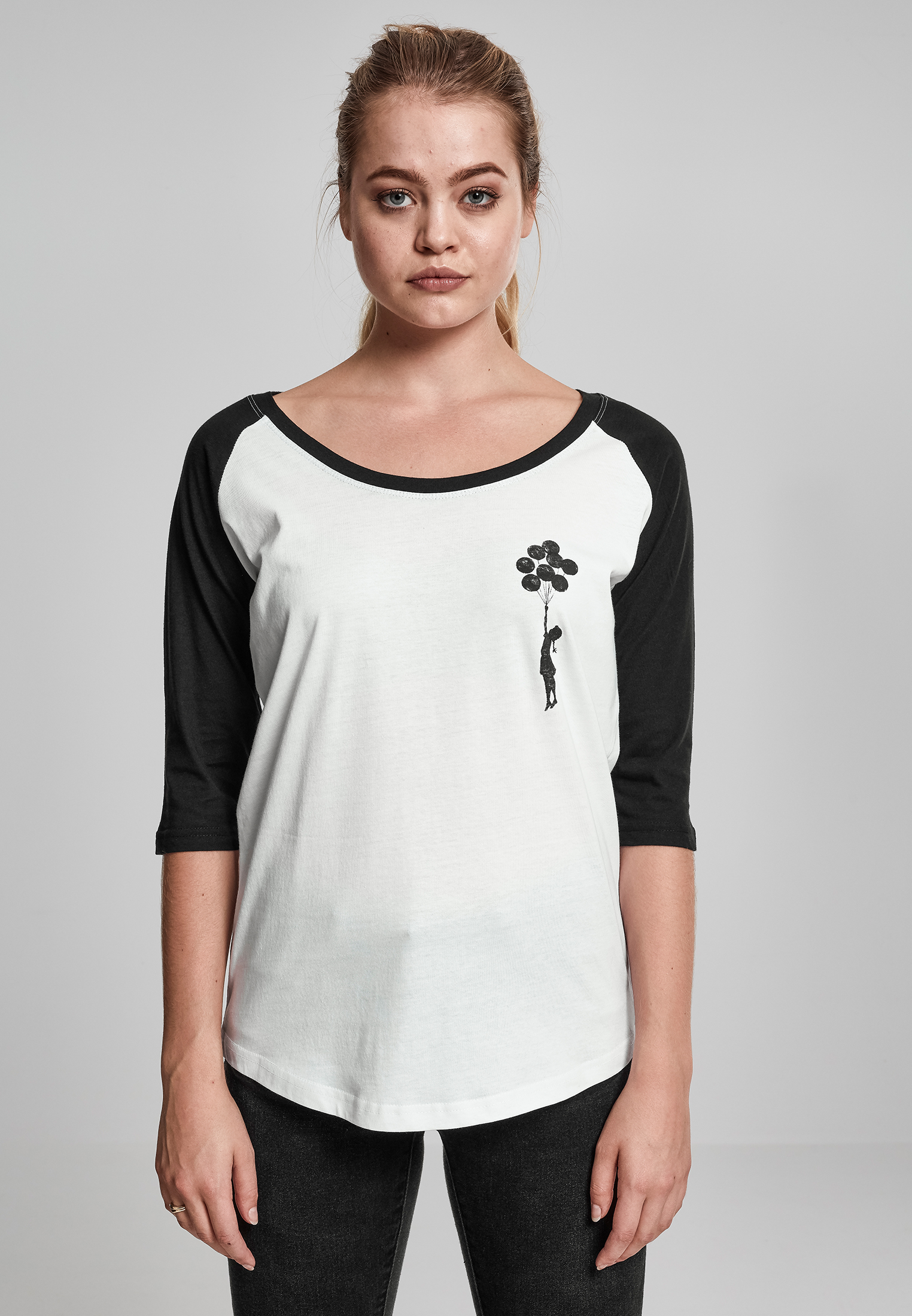Ladies Brandalised - Banksy´s Graffiti Balloons Raglan Tee wht/blk 3XL
 - variant image 5