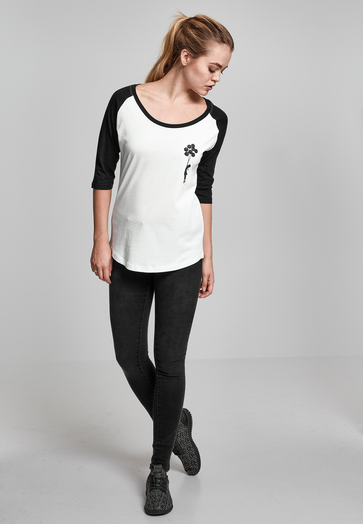 Ladies Brandalised - Banksy´s Graffiti Balloons Raglan Tee wht/blk 3XL
 - variant image 6