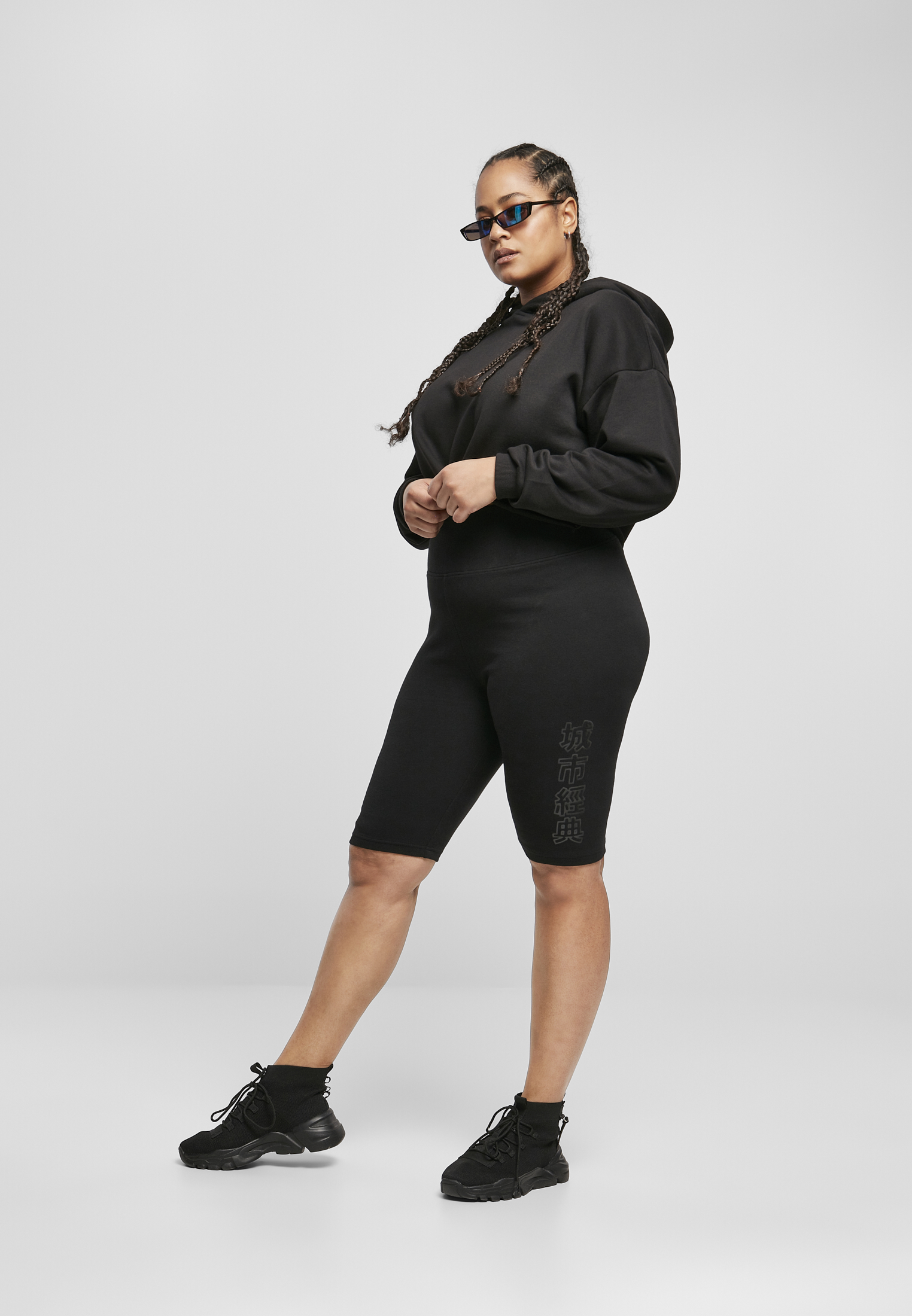 Ladies High Waist Branded Cycle Shorts black/black 3XL - variant image 4