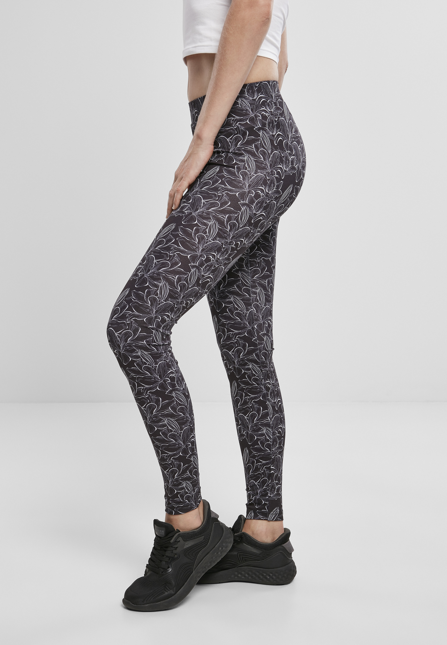 Ladies AOP Leggings hibiscus black 3XL - variant image 1
