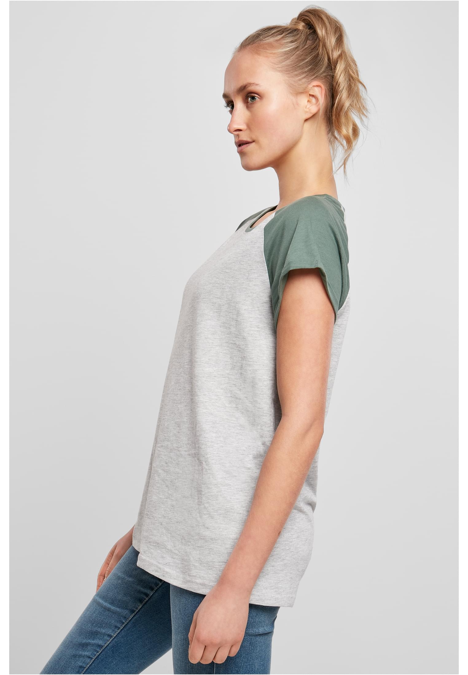 T-shirt contrastées femmes Raglan gris clair/paleleaf 3XL
 - variant image 1