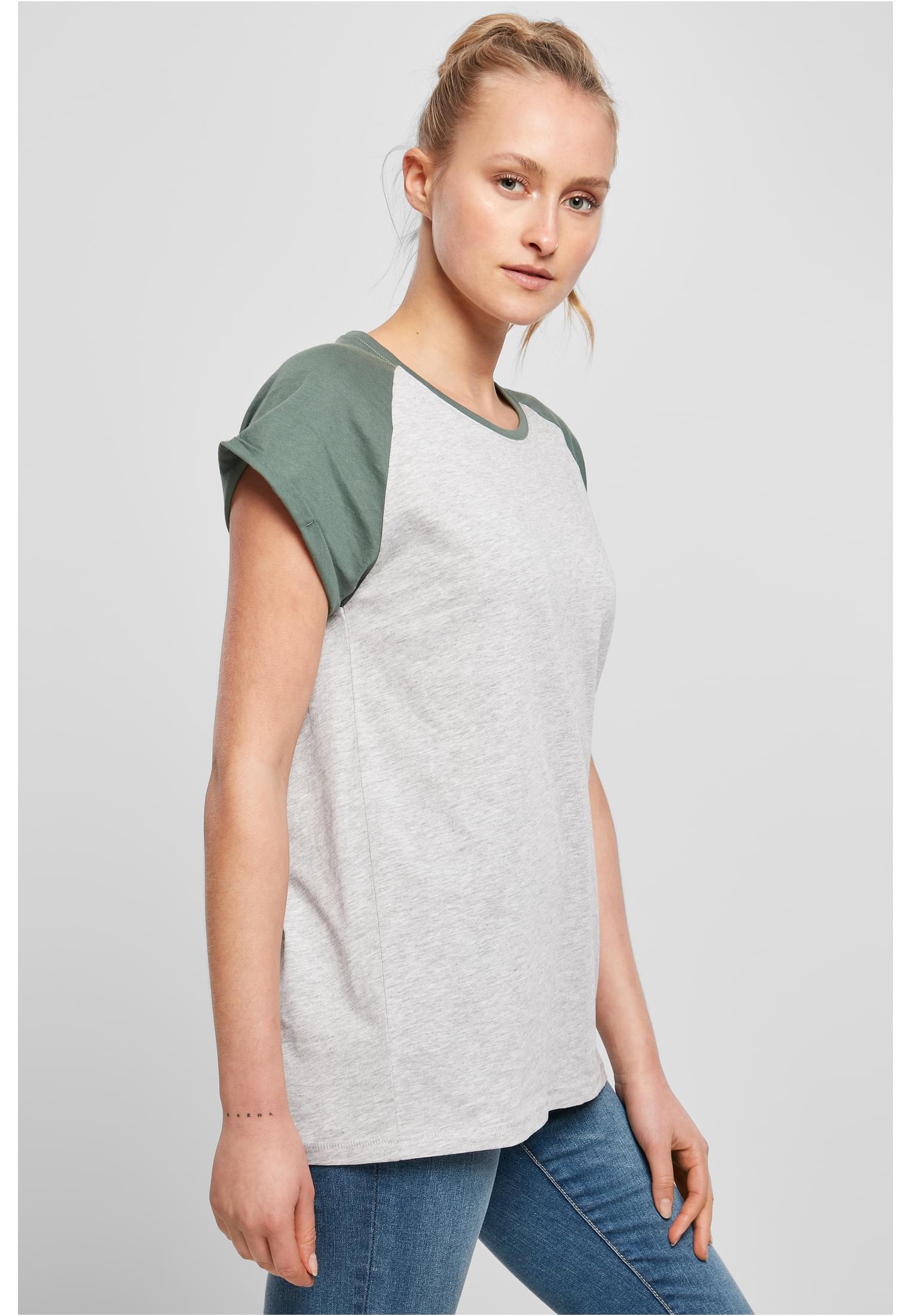 T-shirt contrastées femmes Raglan gris clair/paleleaf 3XL
 - variant image 3