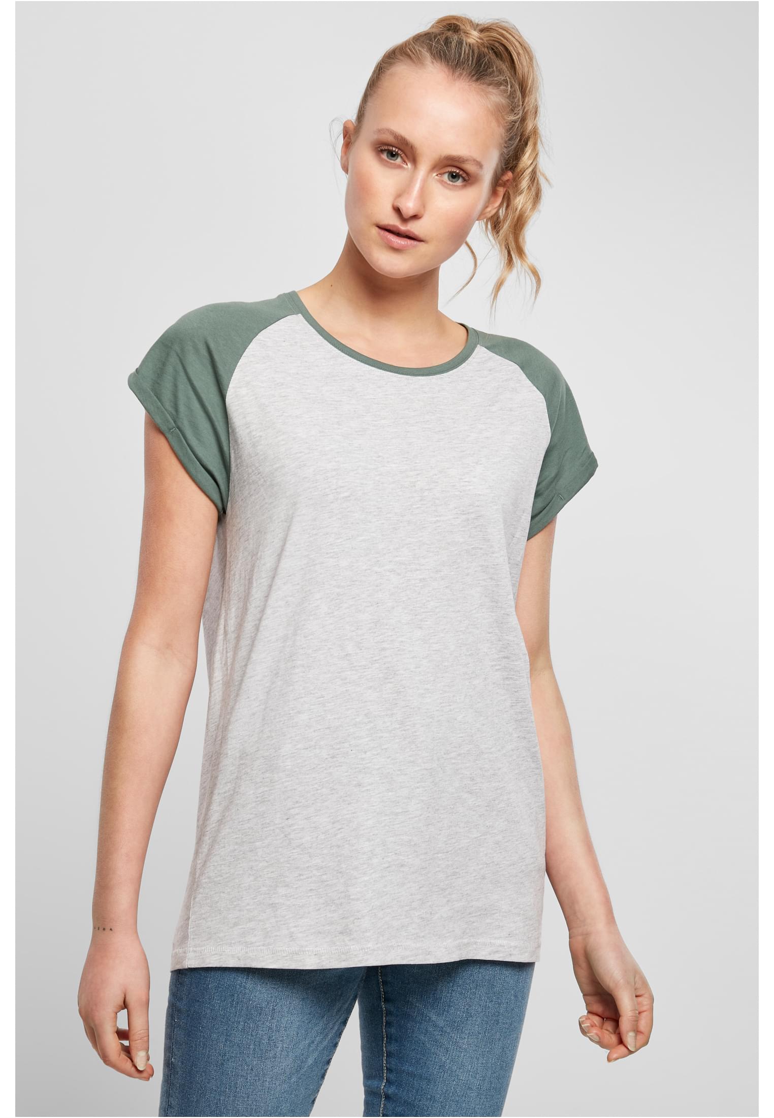 T-shirt contrastées femmes Raglan gris clair/paleleaf 3XL
 - alternate variant 8