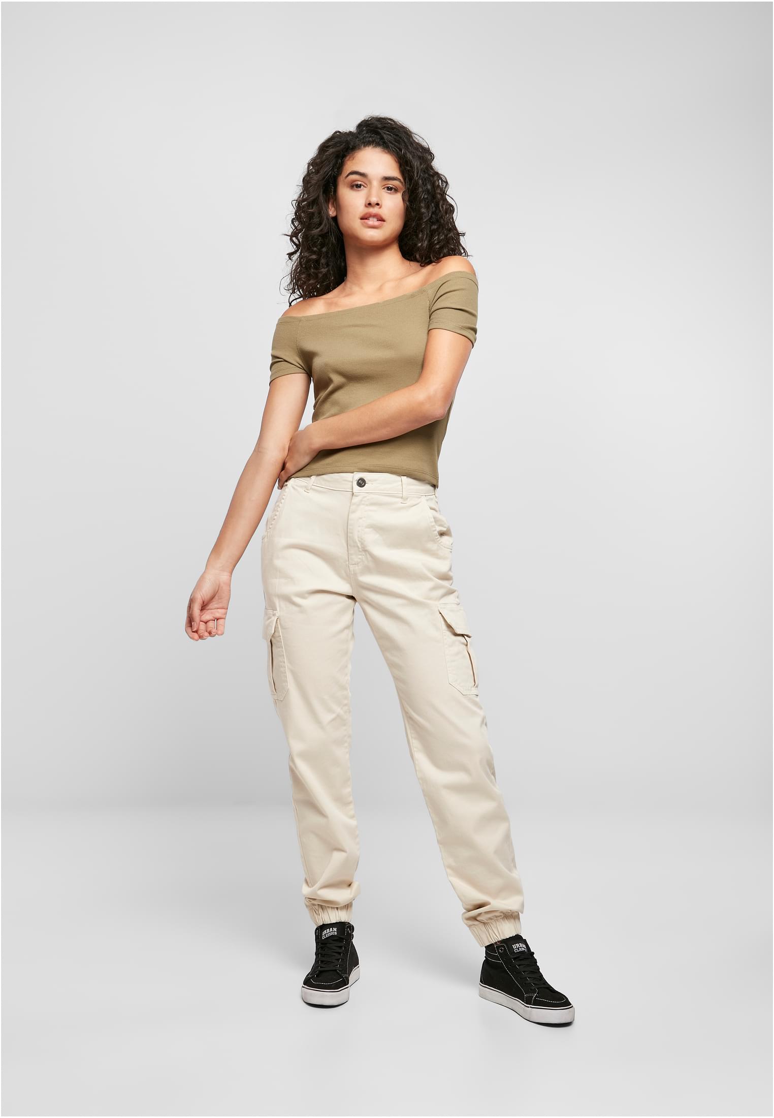 Ladies High Waist Cargo Pants whitesand 26 - variant image 4