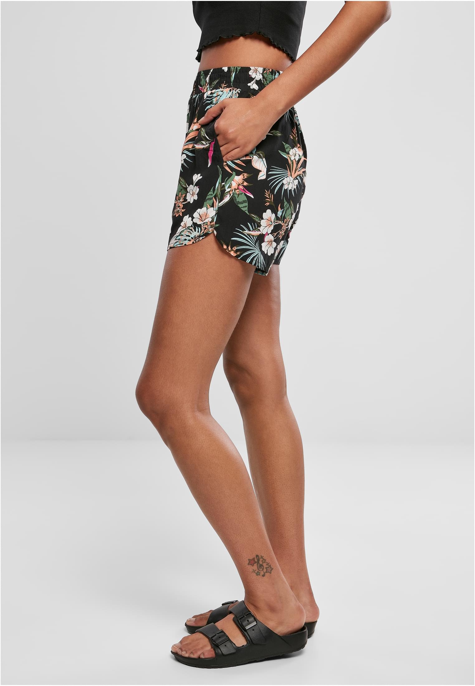 Ladies AOP Viscose Resort Shorts black tropical L - variant image 1