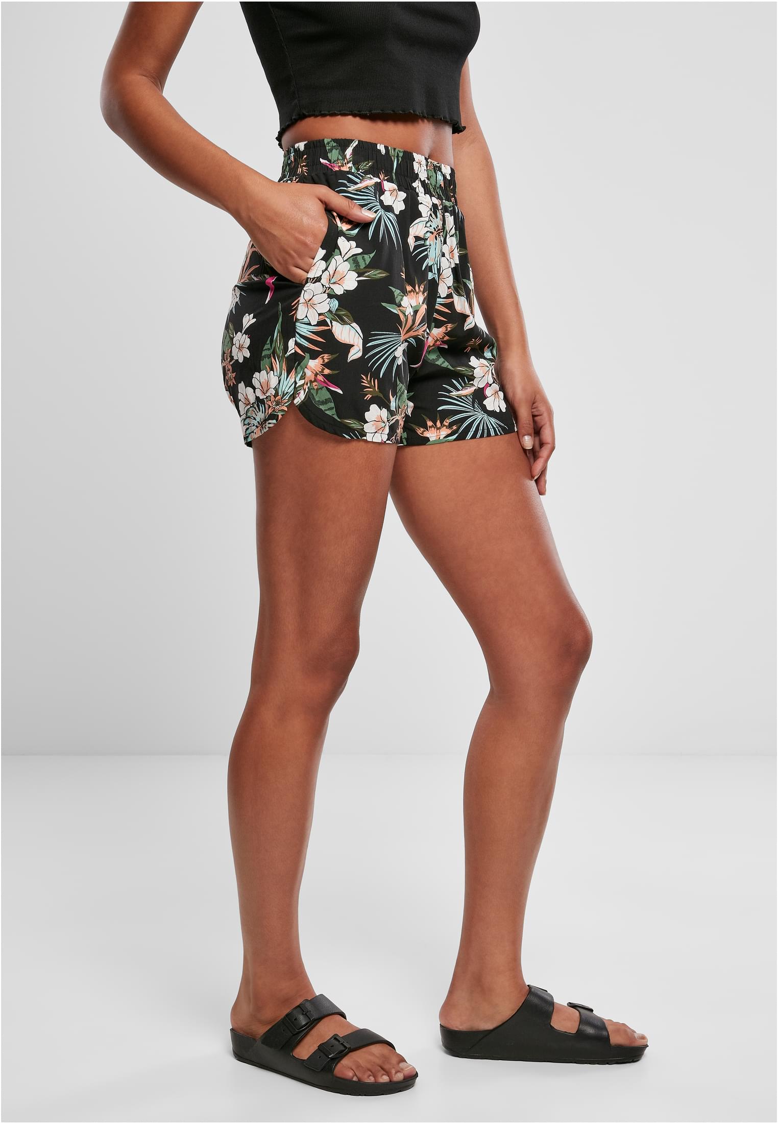 Ladies AOP Viscose Resort Shorts black tropical L - variant image 3