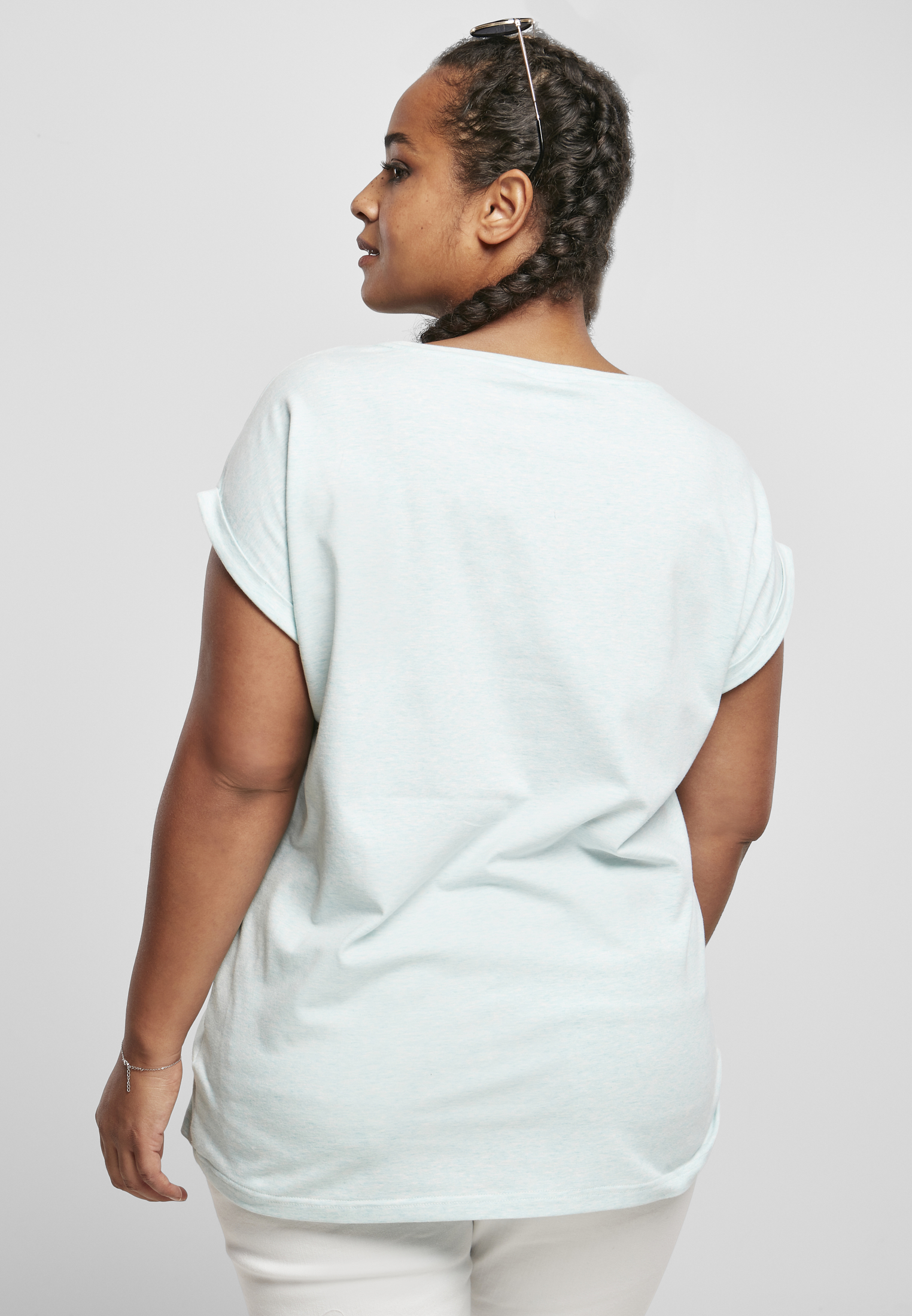 T-shirt à épaules étendu mélange de couleurs pour femmes, mélange d'eau, 3XL
 - variant image 2