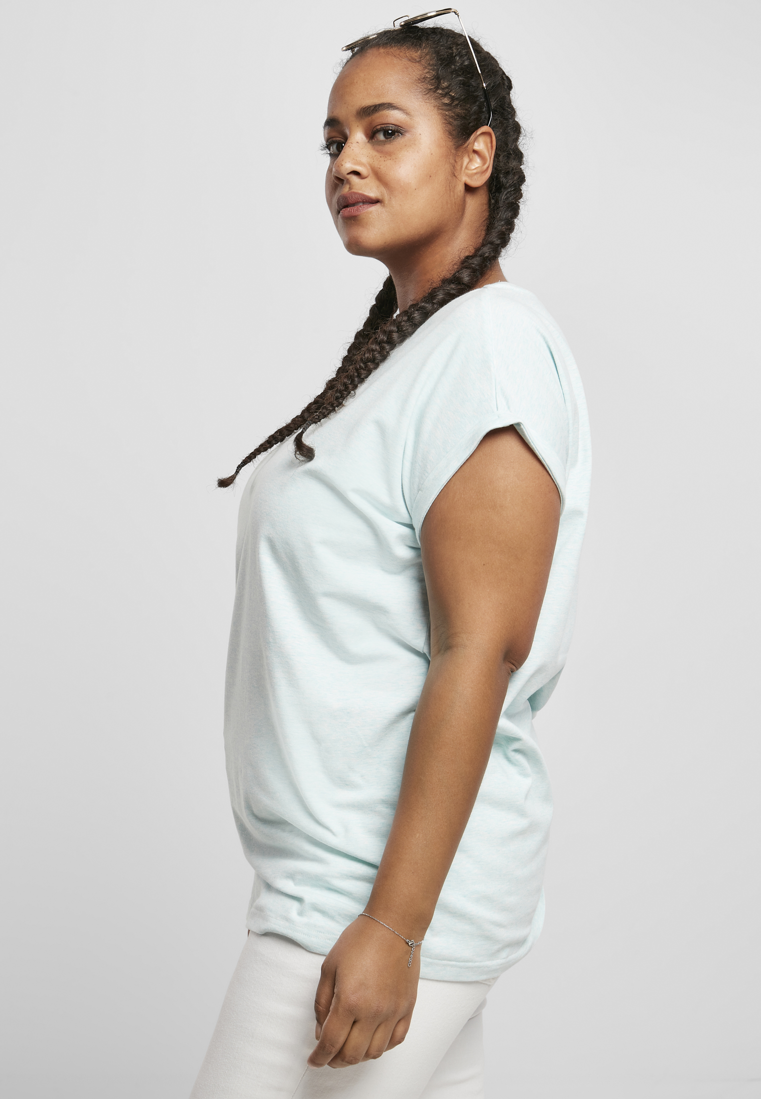 T-shirt à épaules étendu mélange de couleurs pour femmes, mélange d'eau, 3XL
 - variant image 1