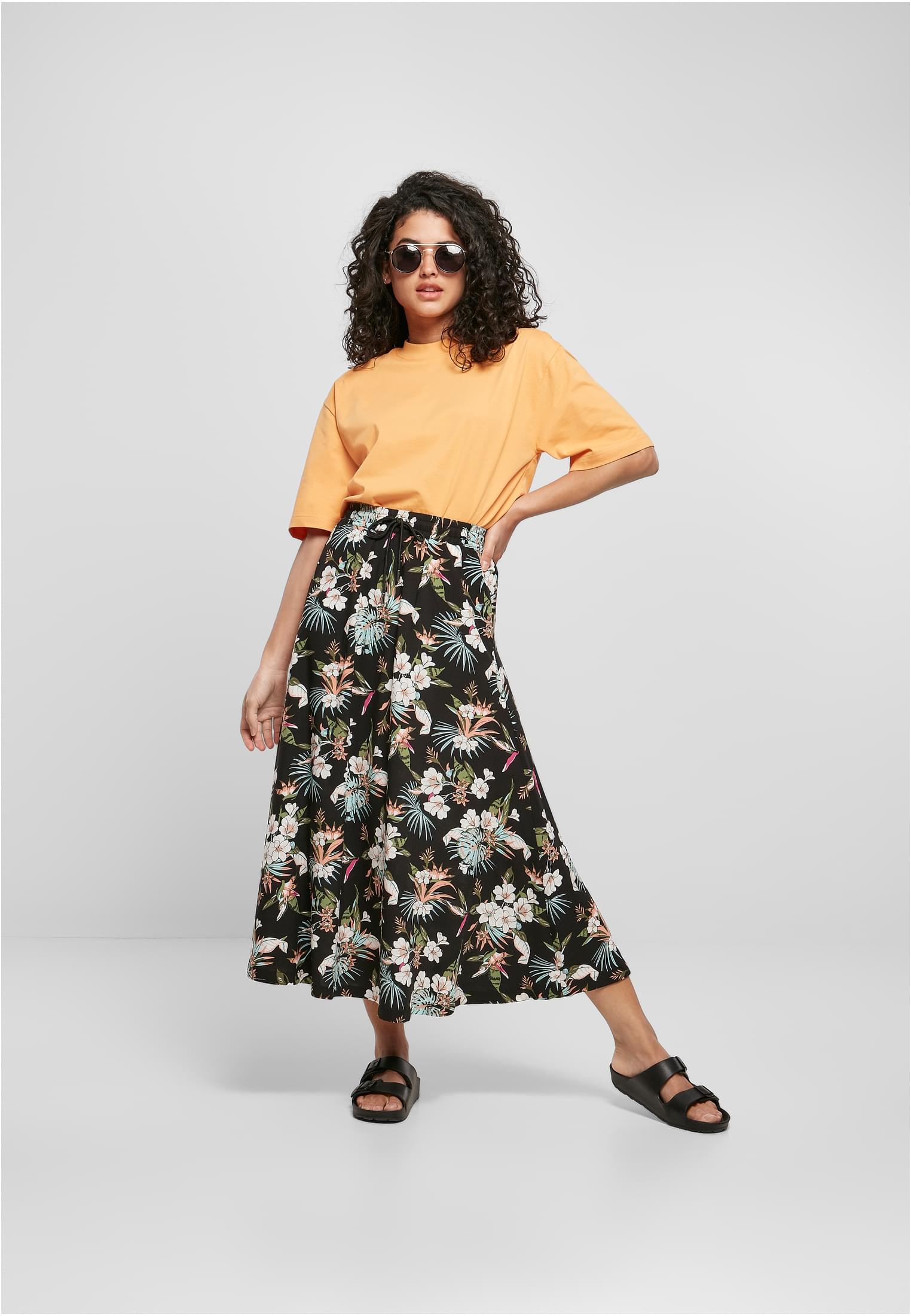 Ladies Viscose Midi Skirt black tropical 3XL - variant image 4