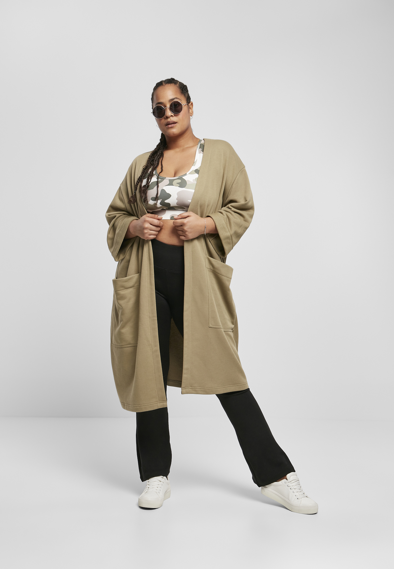 Ladies Oversized Terry Cardigan khaki 3XL - variant image 4