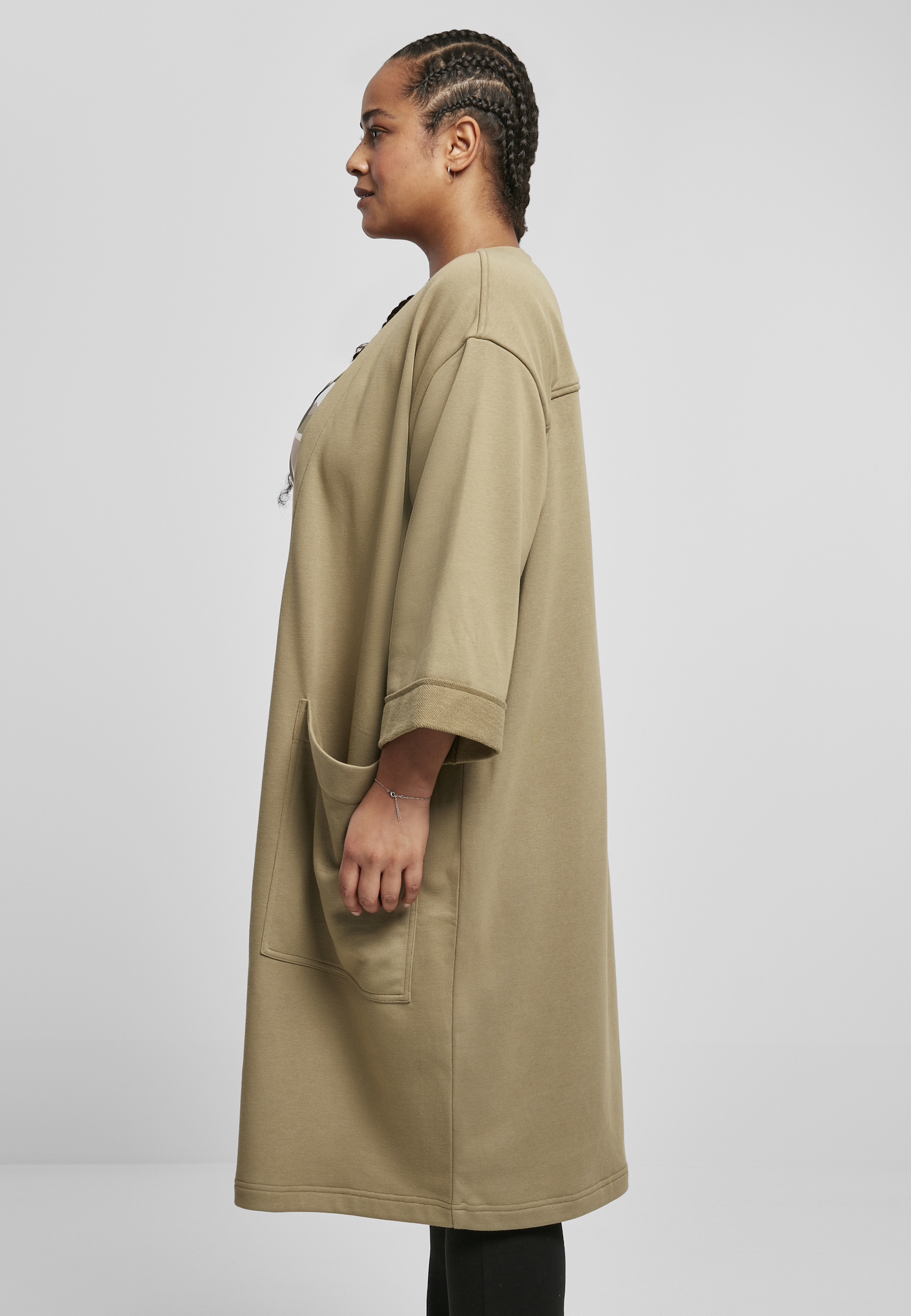 Ladies Oversized Terry Cardigan khaki 3XL - variant image 1