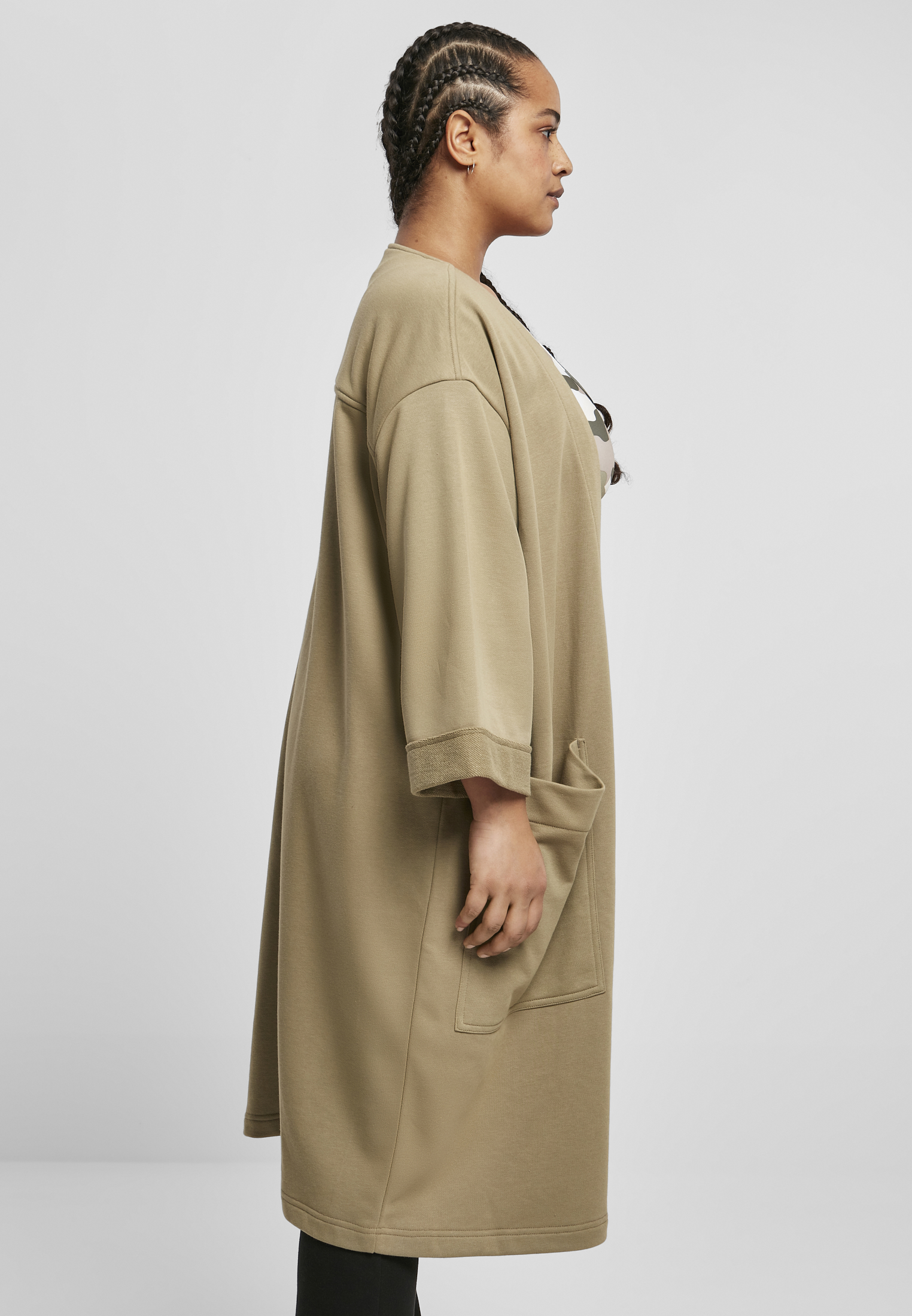 Ladies Oversized Terry Cardigan khaki 3XL - variant image 3