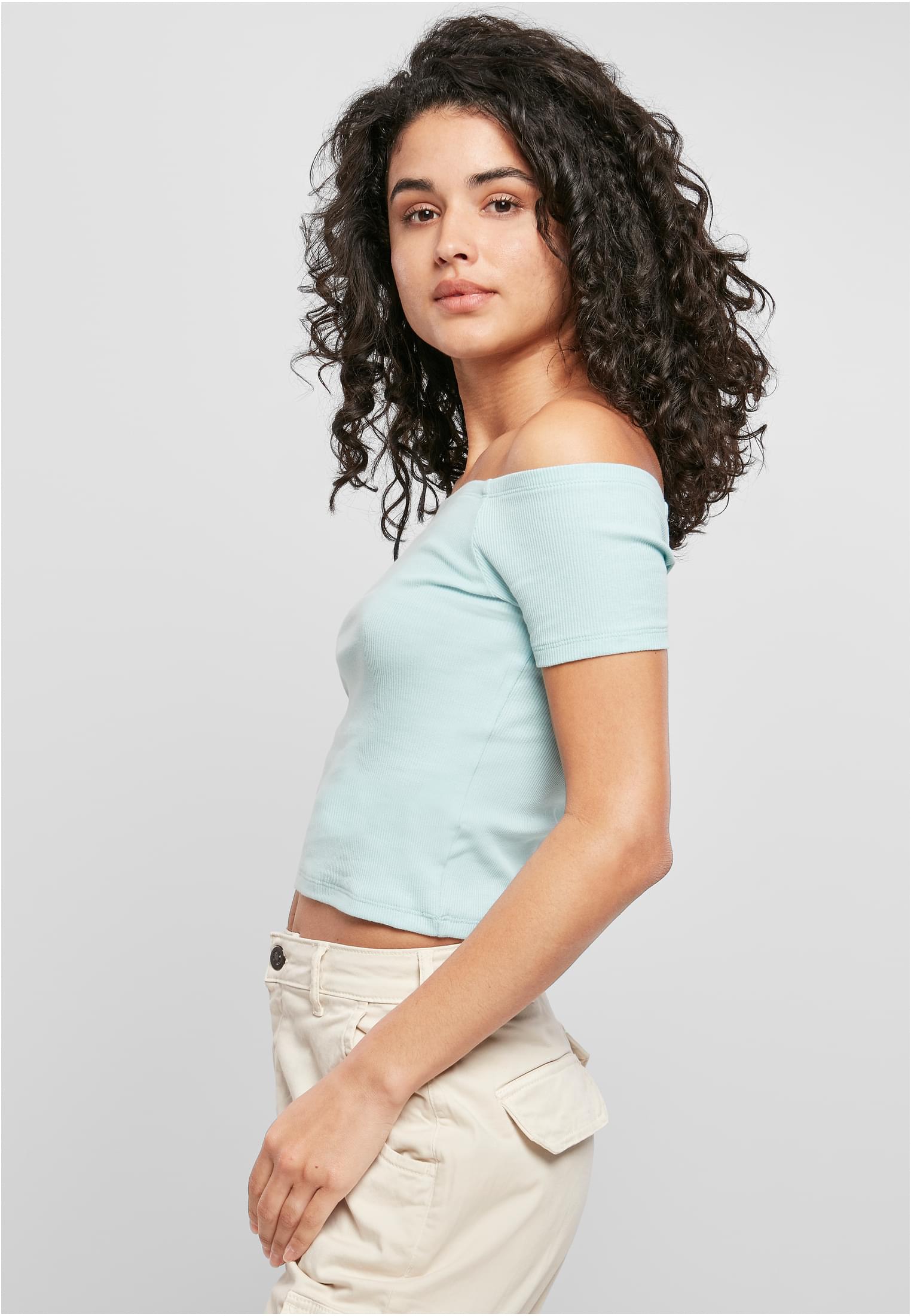 Ladies Off Shoulder Rib Tee seablue 3XL
 - variant image 1