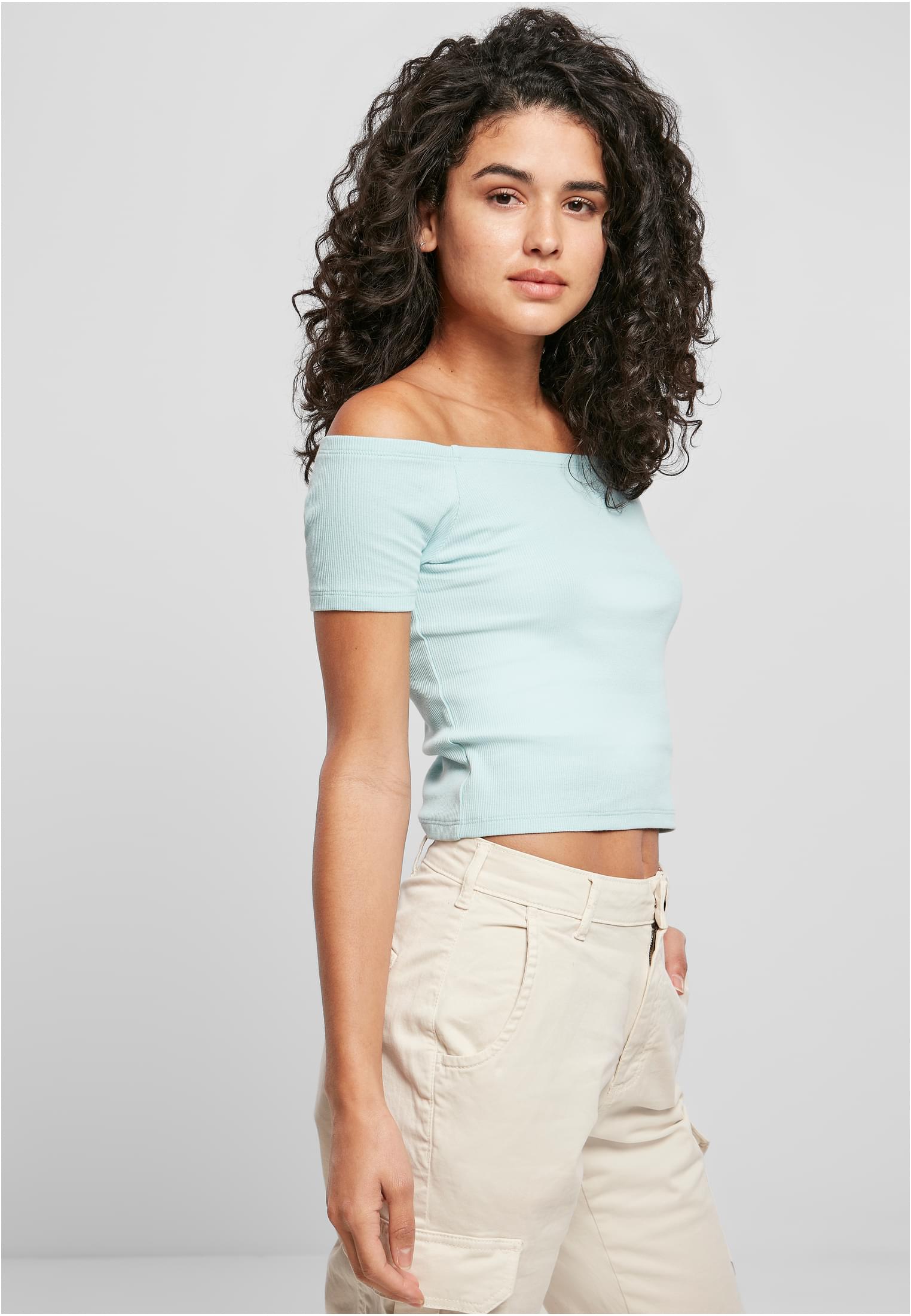 Ladies Off Shoulder Rib Tee seablue 3XL
 - variant image 3