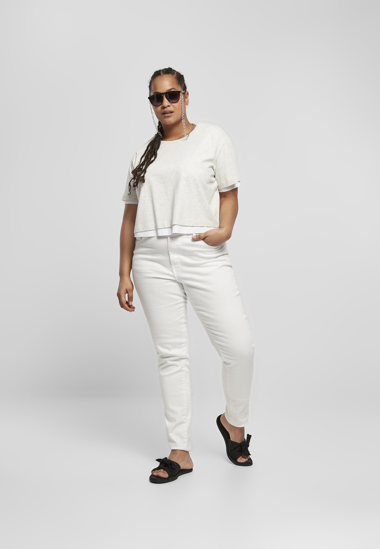 T-shirt Femme Double Doublure Full Laine gris clair/blanc 3XL
 - variant image 4