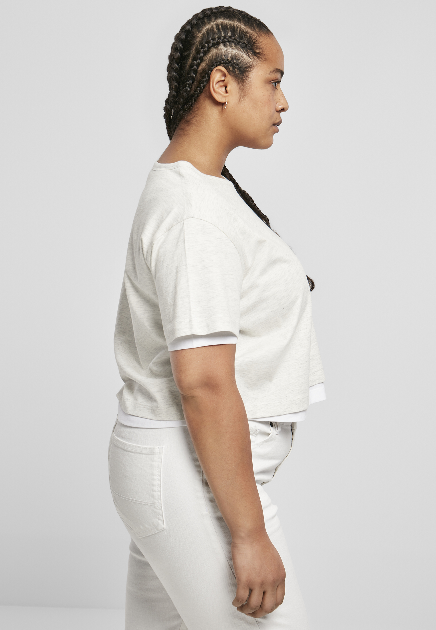 T-shirt Femme Double Doublure Full Laine gris clair/blanc 3XL
 - variant image 3
