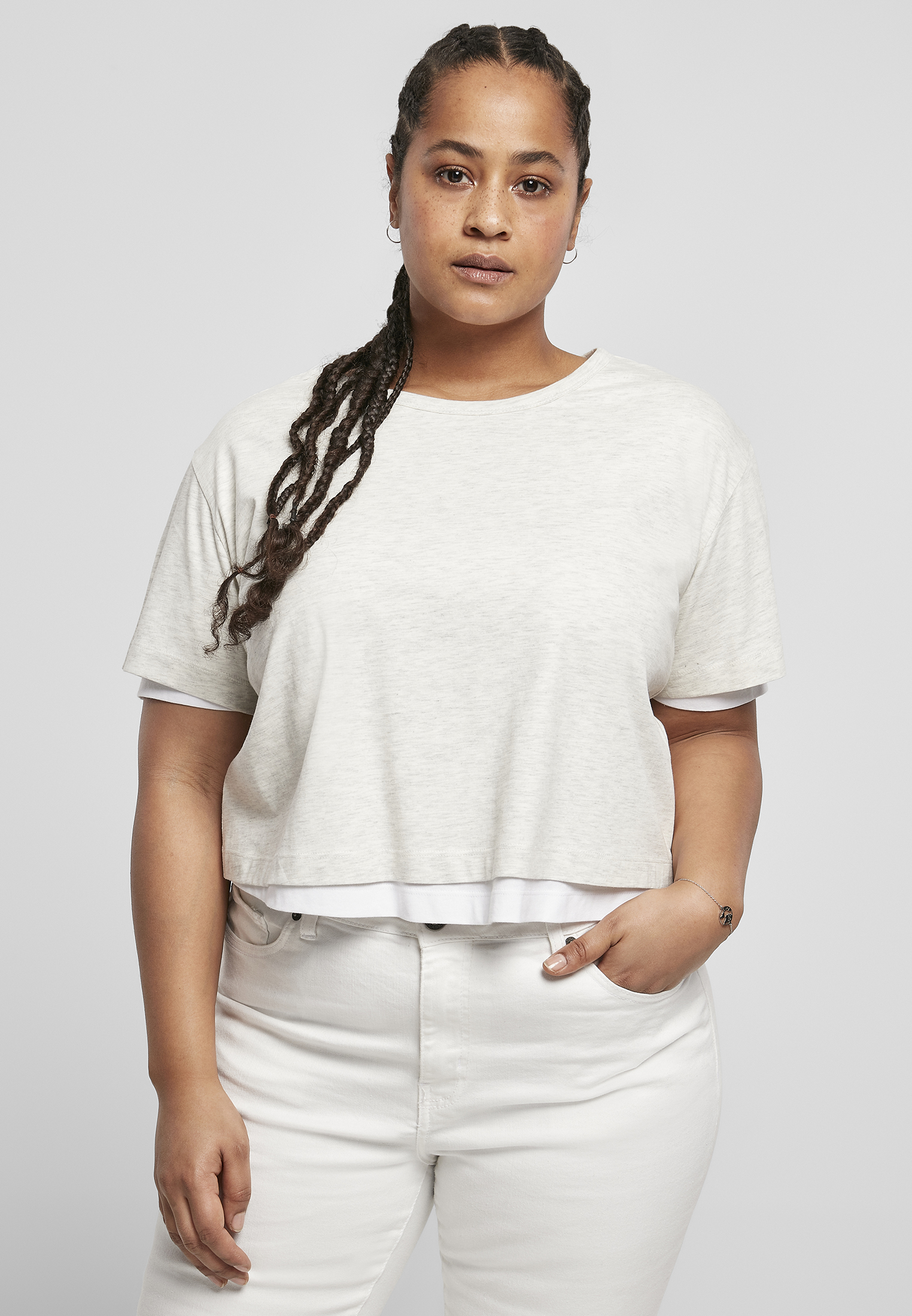 T-shirt Femme Double Doublure Full Laine gris clair/blanc 3XL
 - alternate variant 1