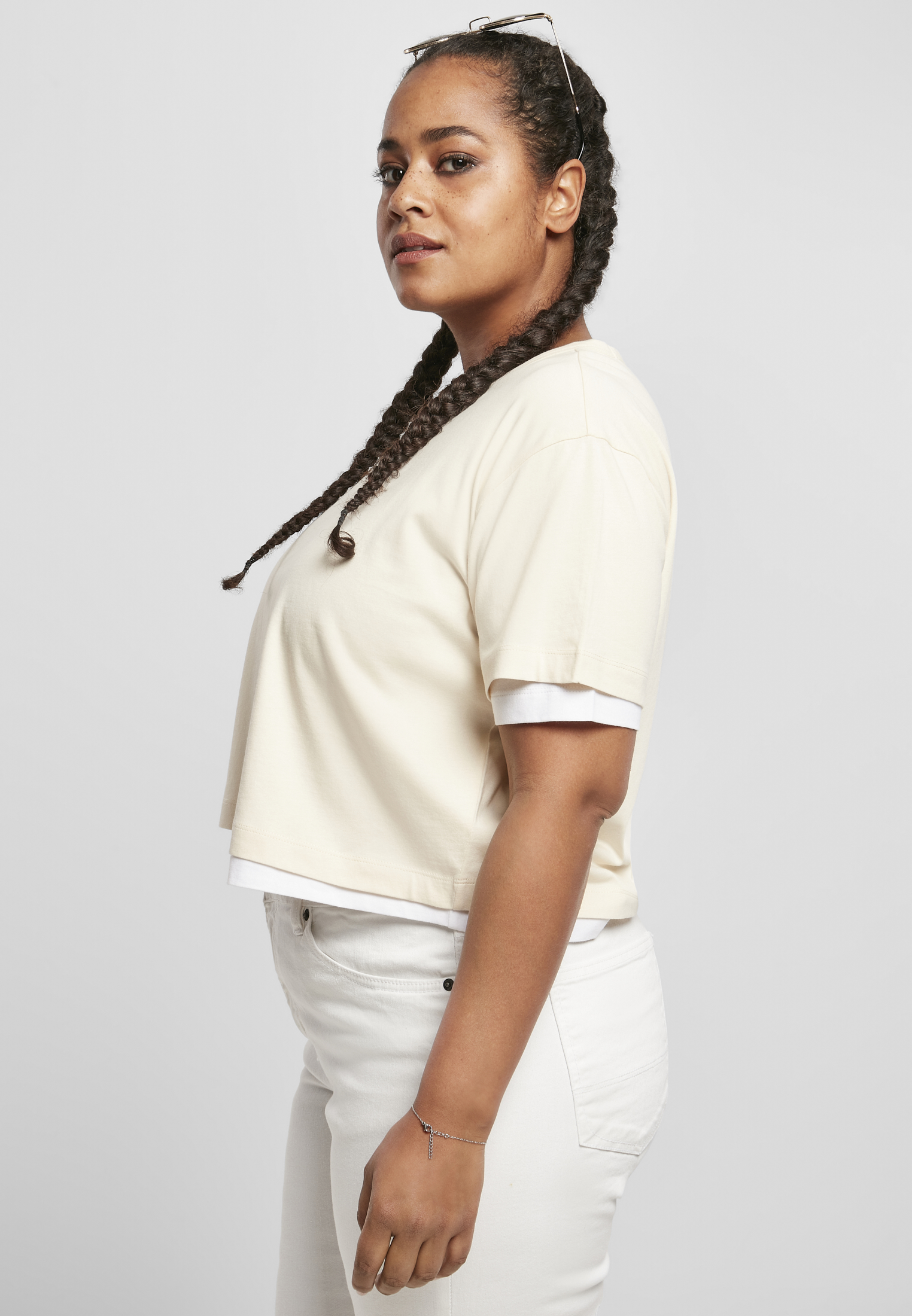 T-shirt Femme Double Doublure Blanche whitesand/blanc 3XL
 - variant image 1