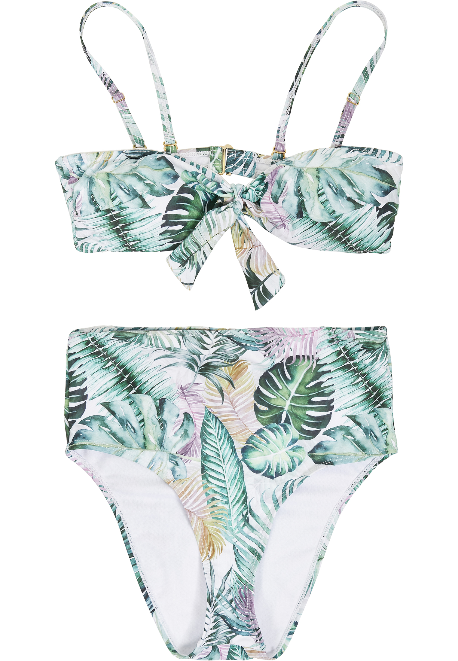 Ladies High Waist Pattern Bikini leaf white L - variant image 5
