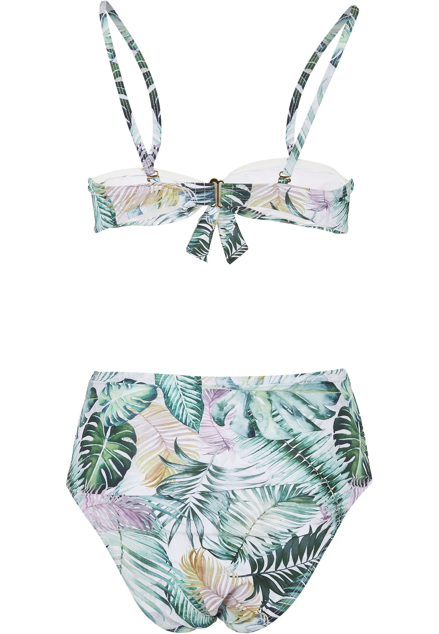 Ladies High Waist Pattern Bikini leaf white L - variant image 6