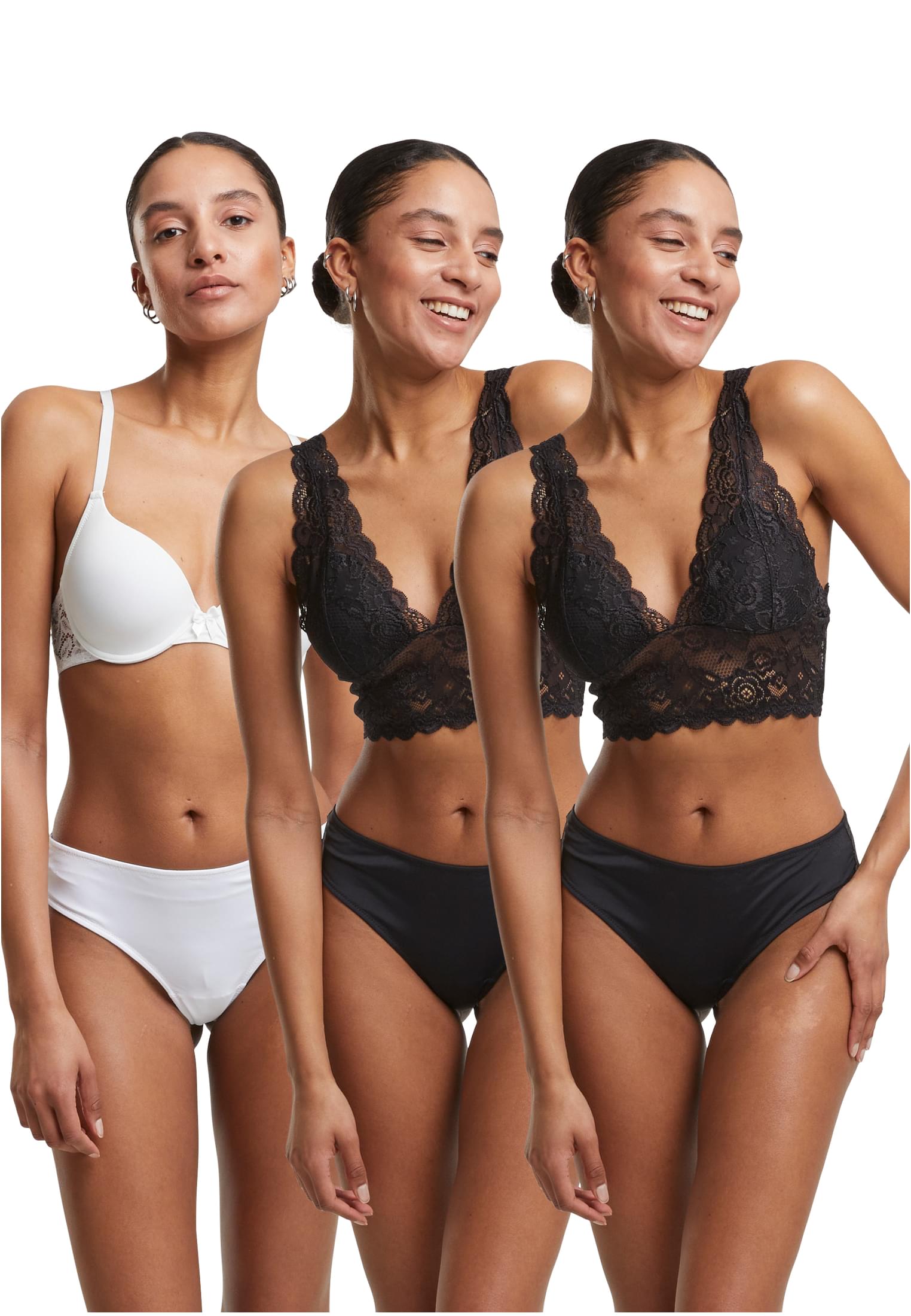 Ladies Lace Brazilian 3-Pack black+white+black L - alternate variant 2