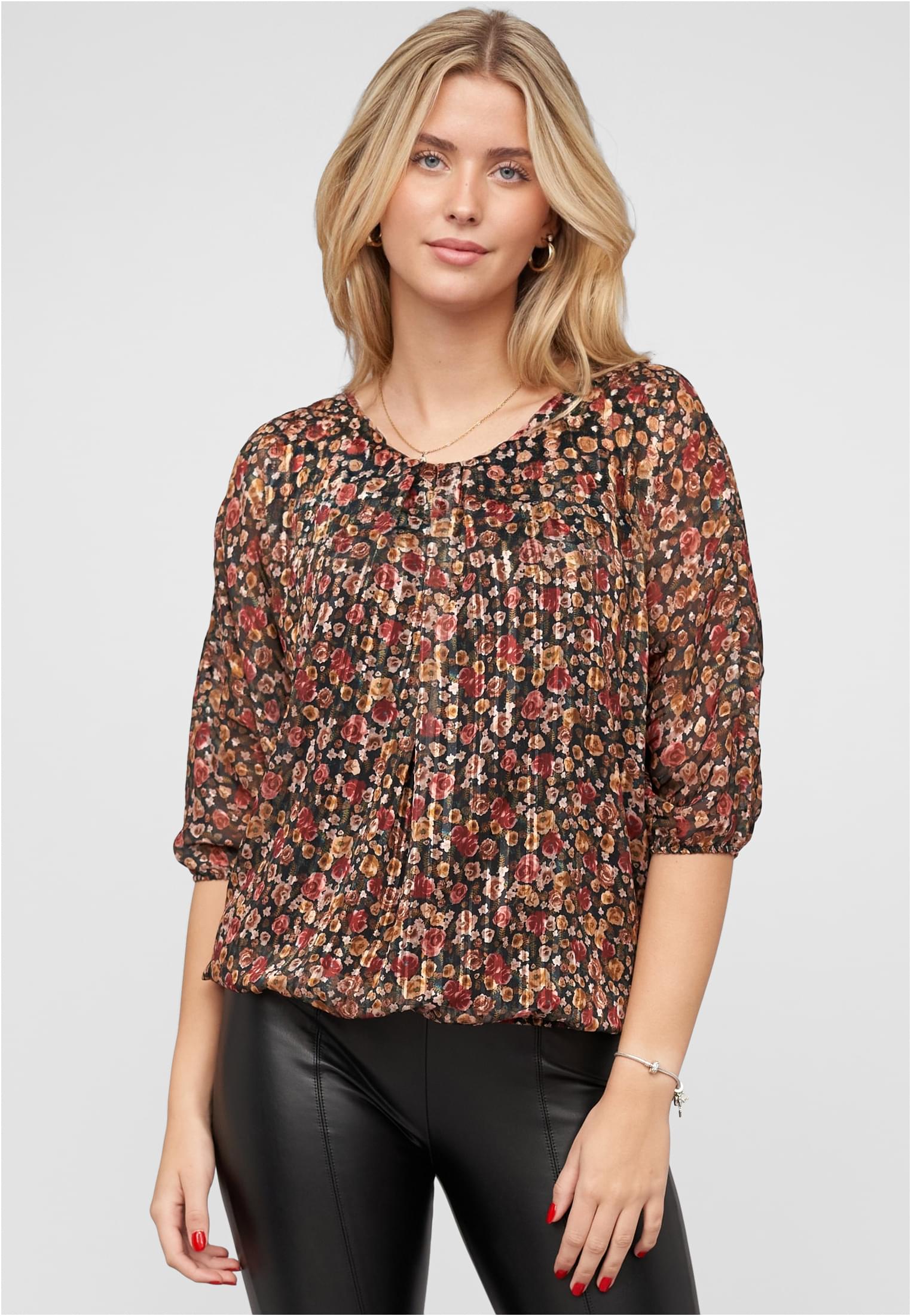 3/4 Arm Lurex Bluse mit Rosen Print 2-lagig - related product front image 7