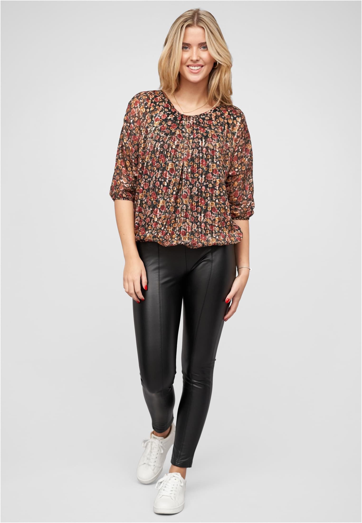 3/4 Arm Lurex Bluse mit Rosen Print 2-lagig - related product back image 7