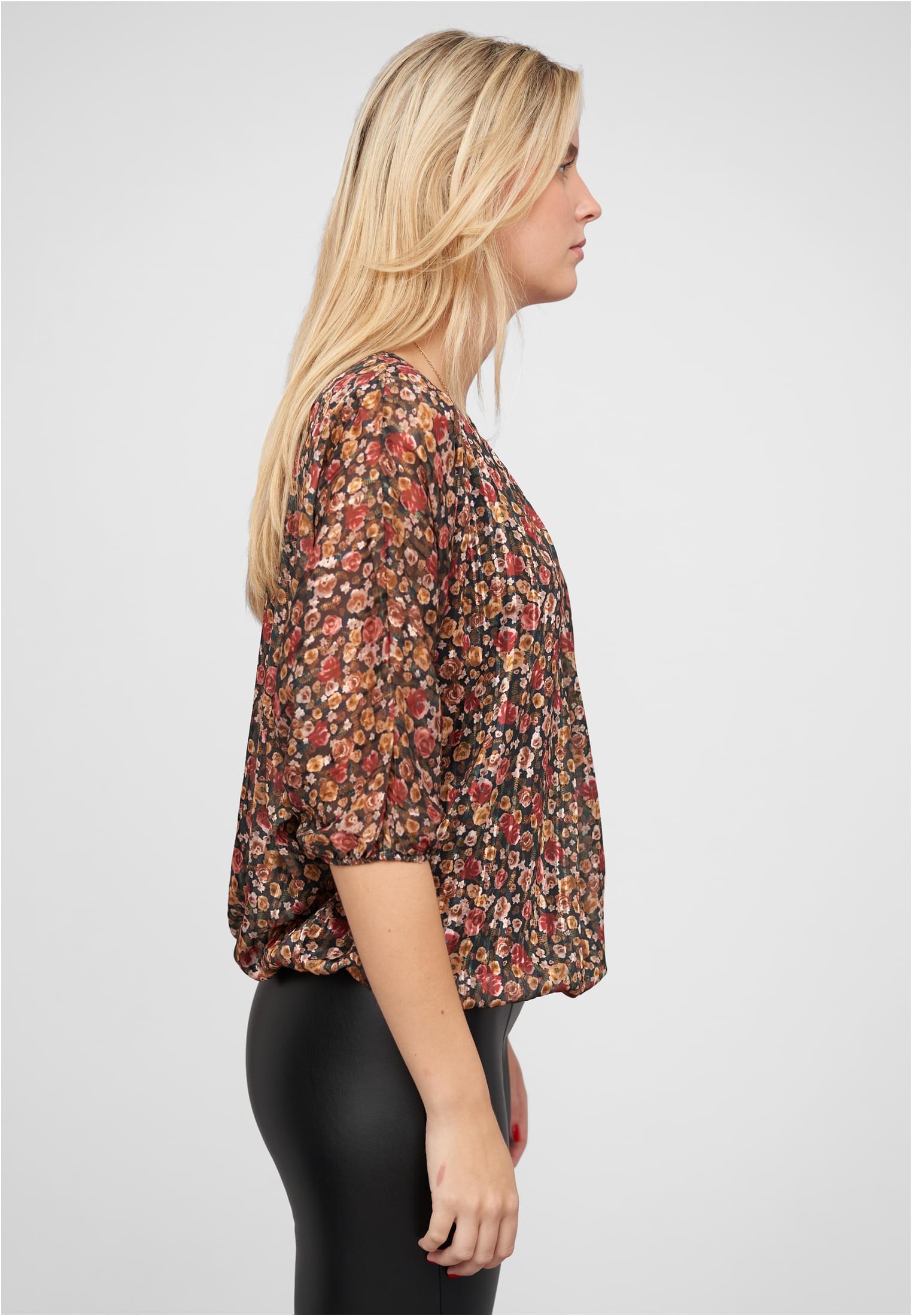 3/4 Arm Lurex Bluse mit Rosen Print 2-lagig - related product back image 7