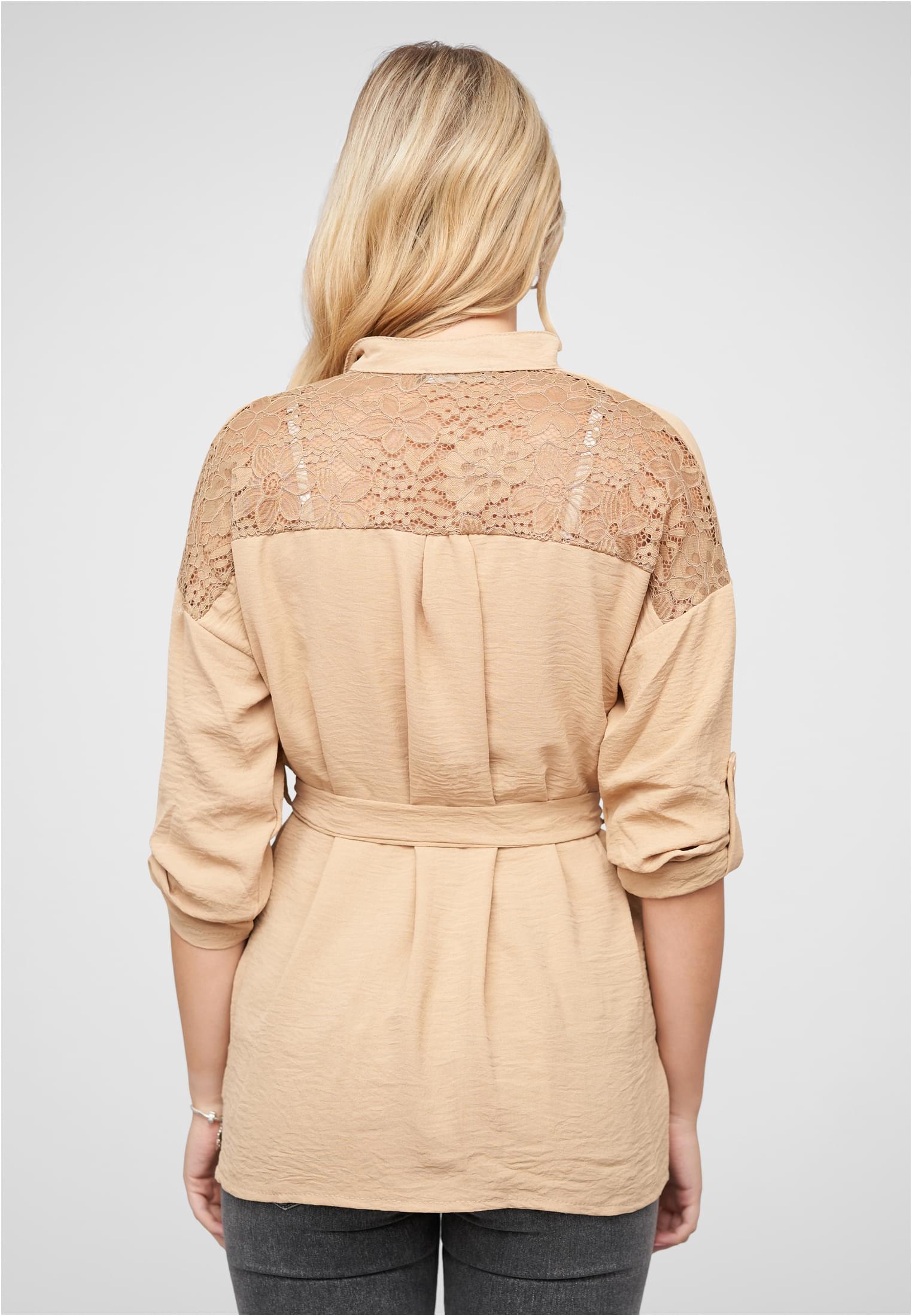 Turn-Up Kleid mit Bindedetail Tunika beige L - variant image 2