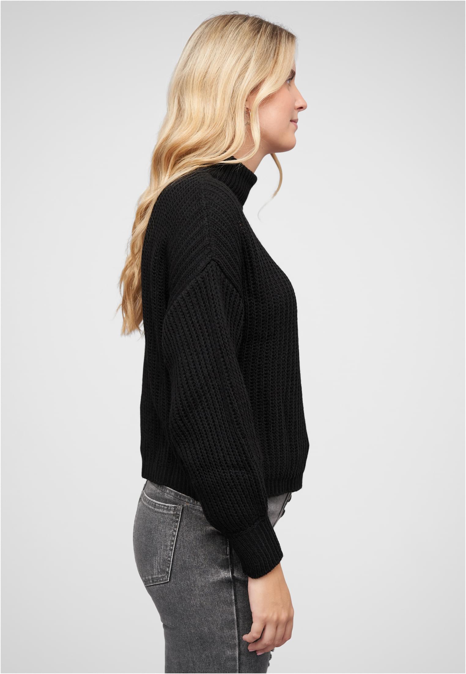 Pullover mit Stehrollkragen und V-Ausschnitt black L - variant image 3