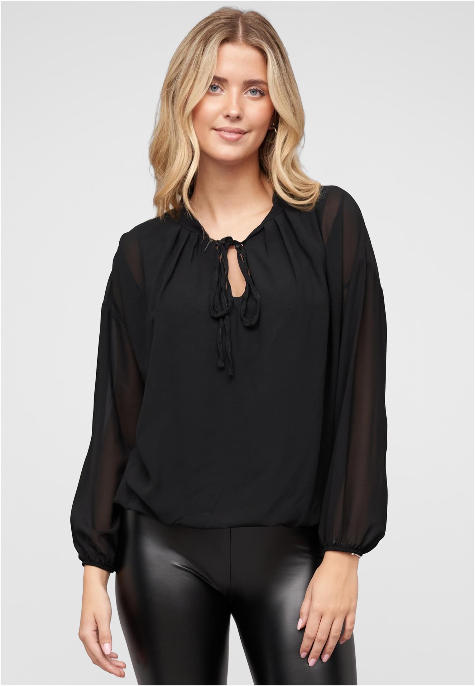 Chiffon Bluse mit Stehkragen und Bindedetail - related product front image 5