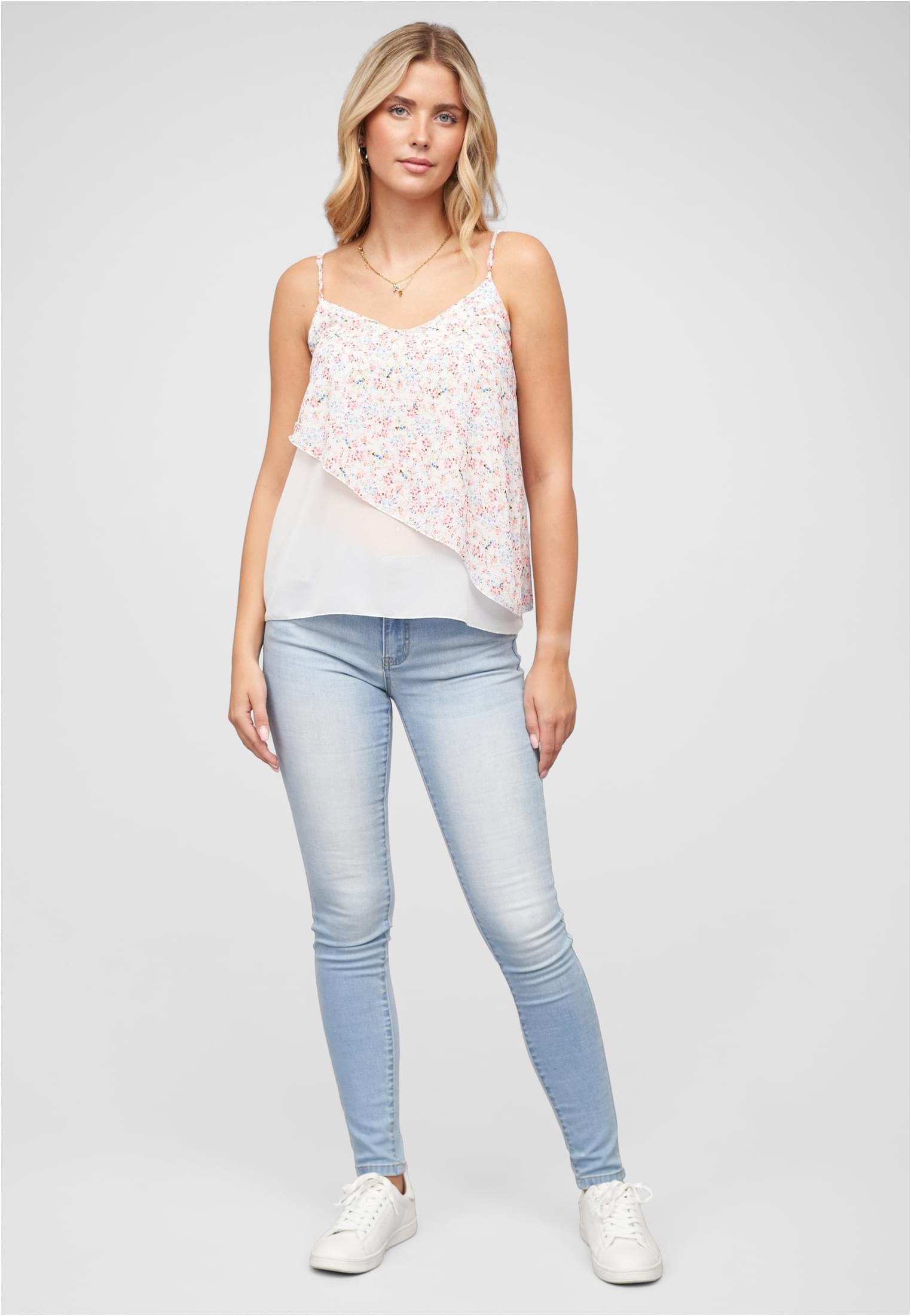Chiffon Top 2-lagig V-Neck Blumen Print - related product back image 4