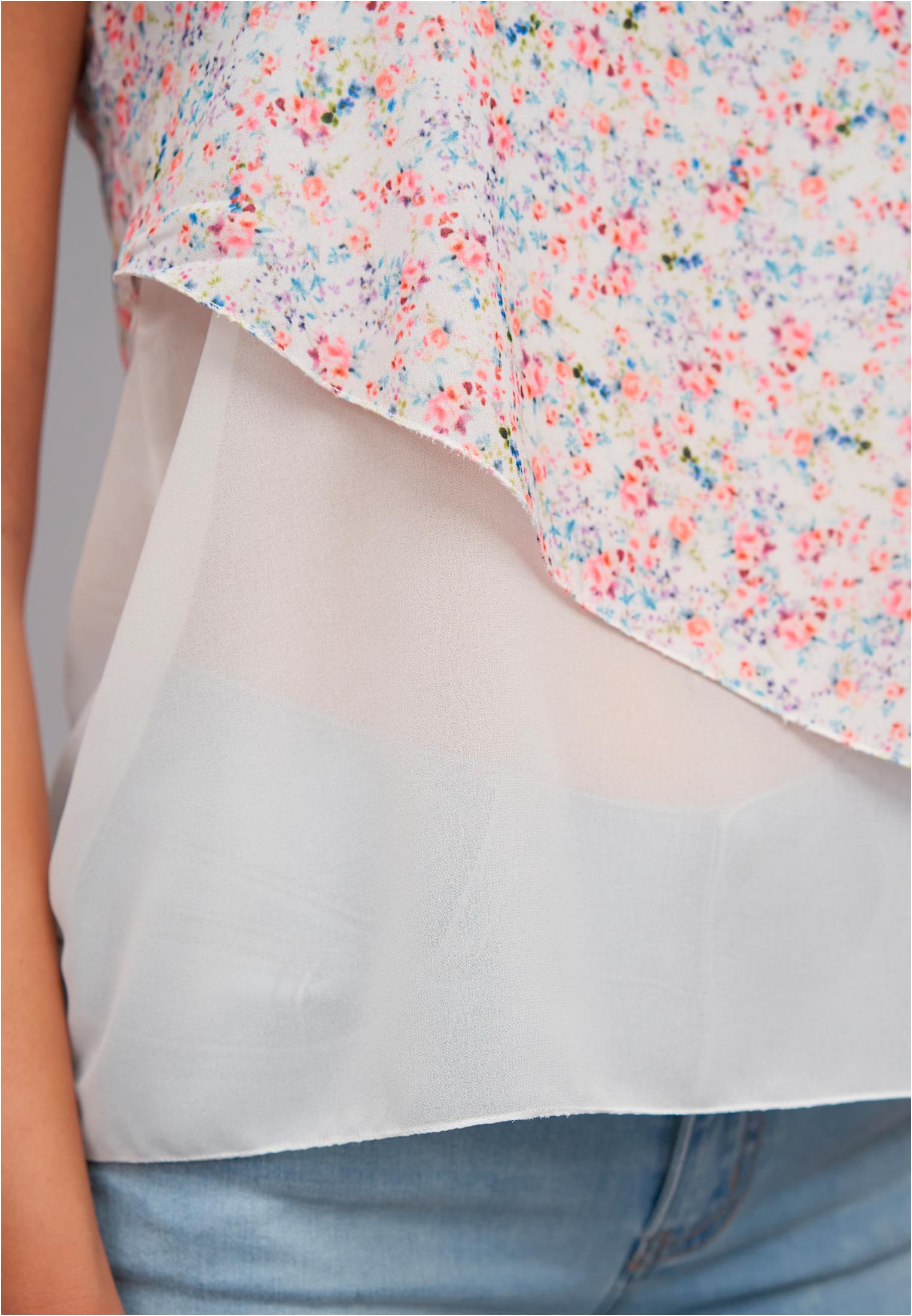 Chiffon Top 2-lagig V-Neck Blumen Print - related product back image 4