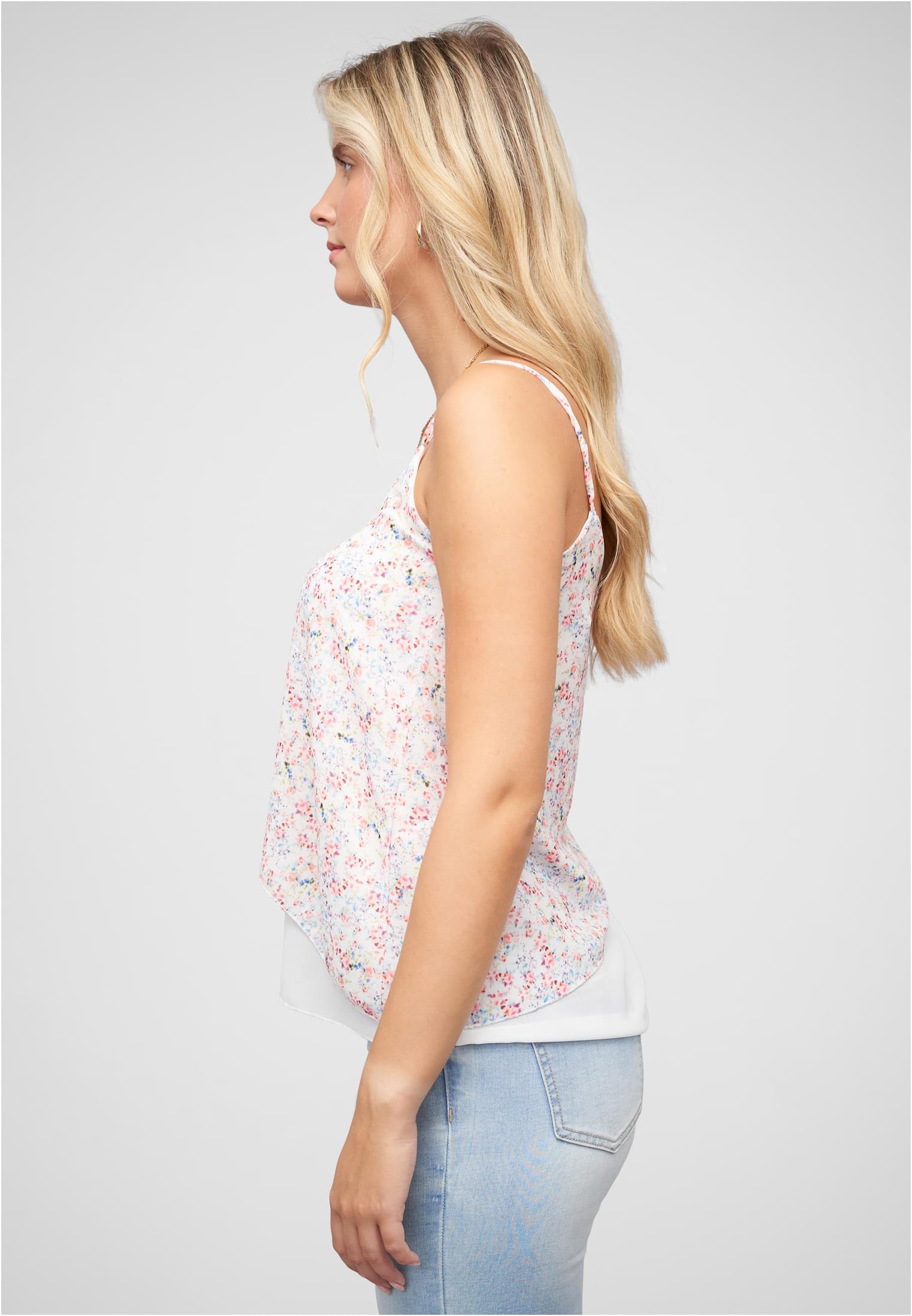 Chiffon Top 2-lagig V-Neck Blumen Print - related product back image 4