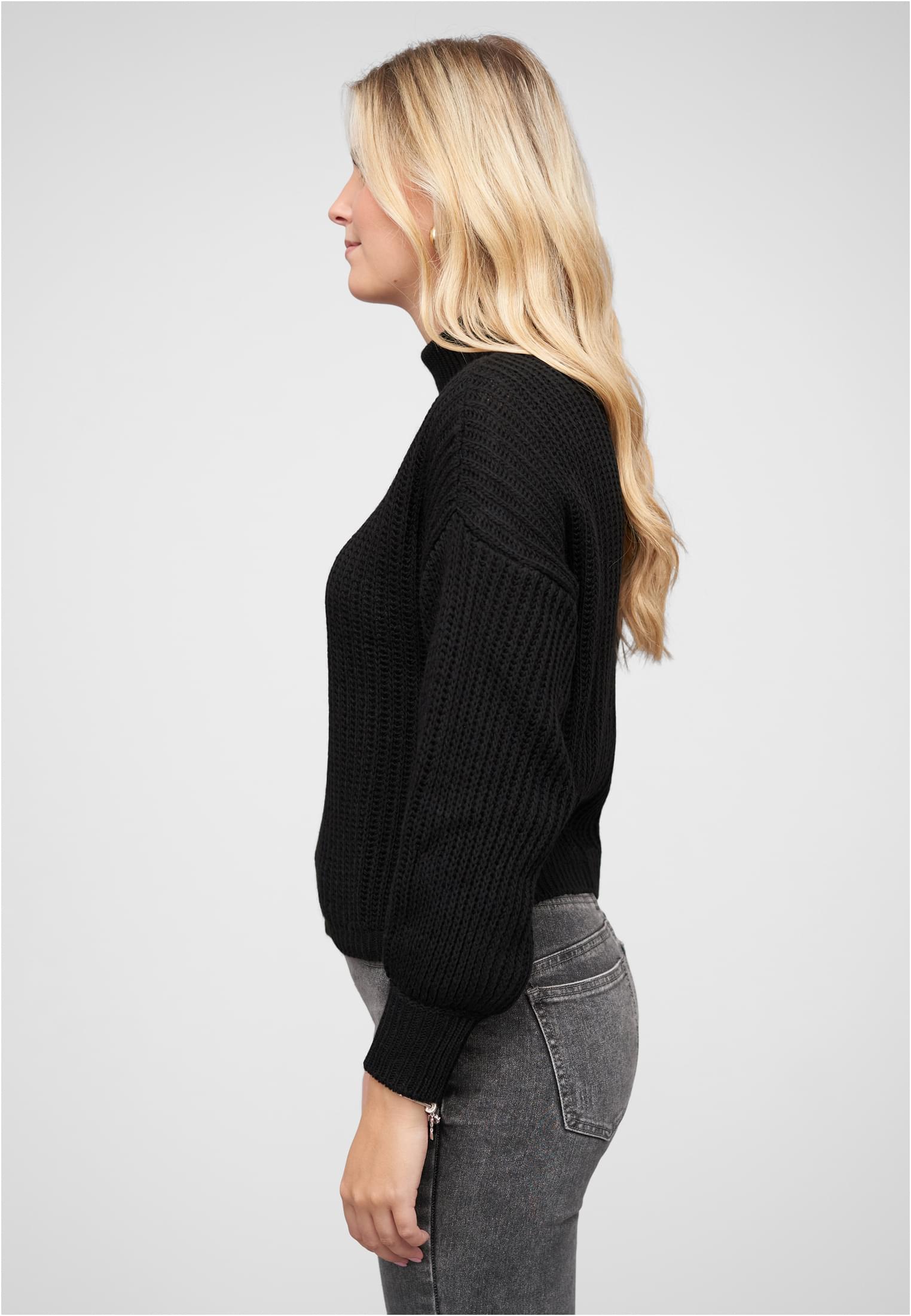 Pullover mit Stehrollkragen und V-Ausschnitt - related product back image 1
