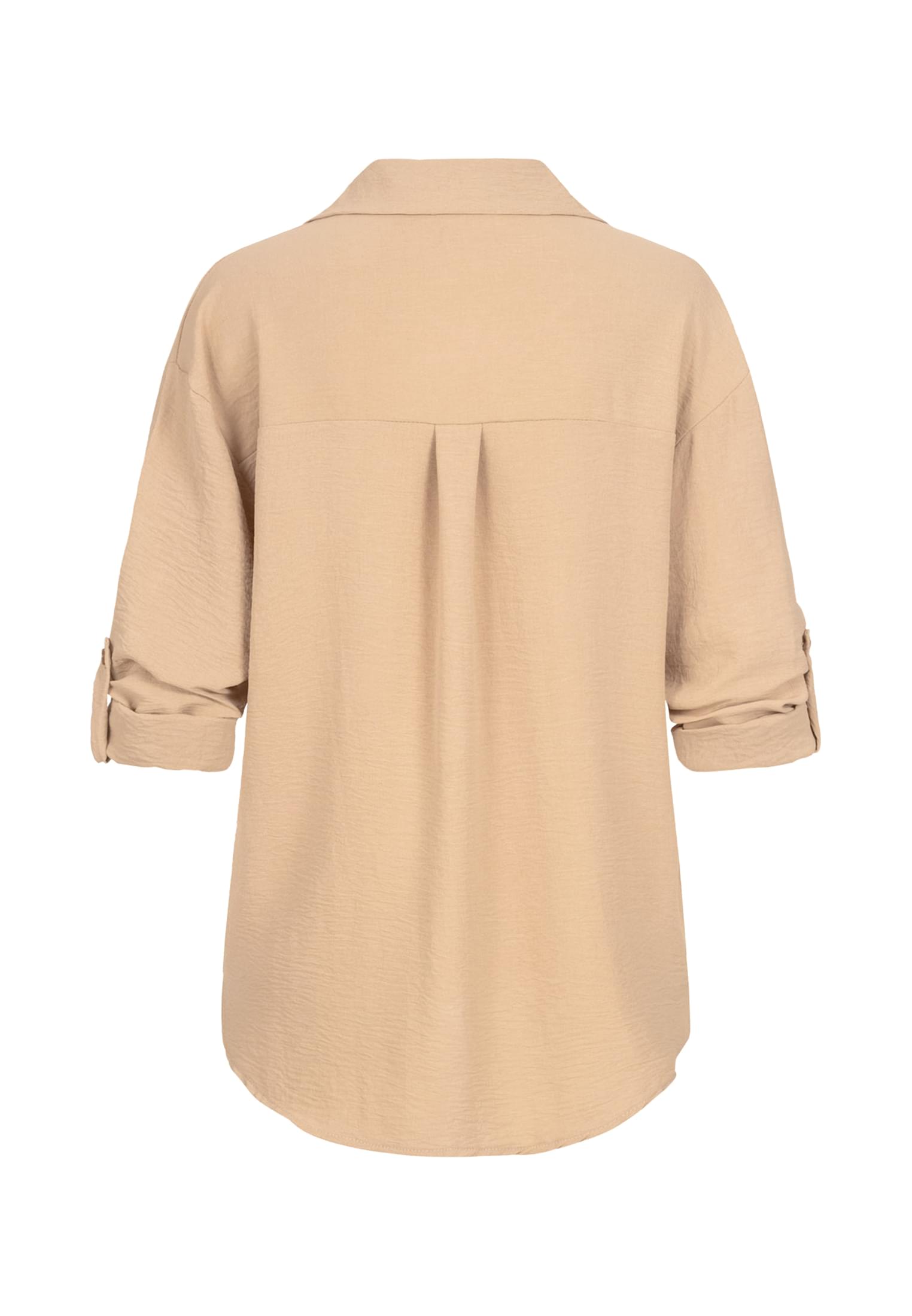 Oversized Turn-Up Bluse mit Knopfleiste beige L - variant image 7