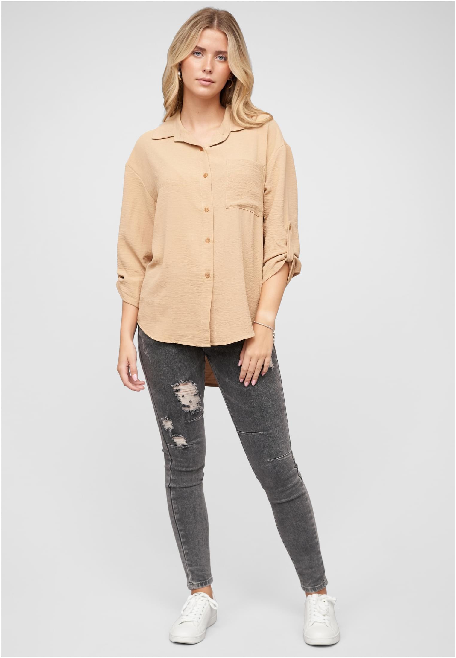 Oversized Turn-Up Bluse mit Knopfleiste - related product back image 8