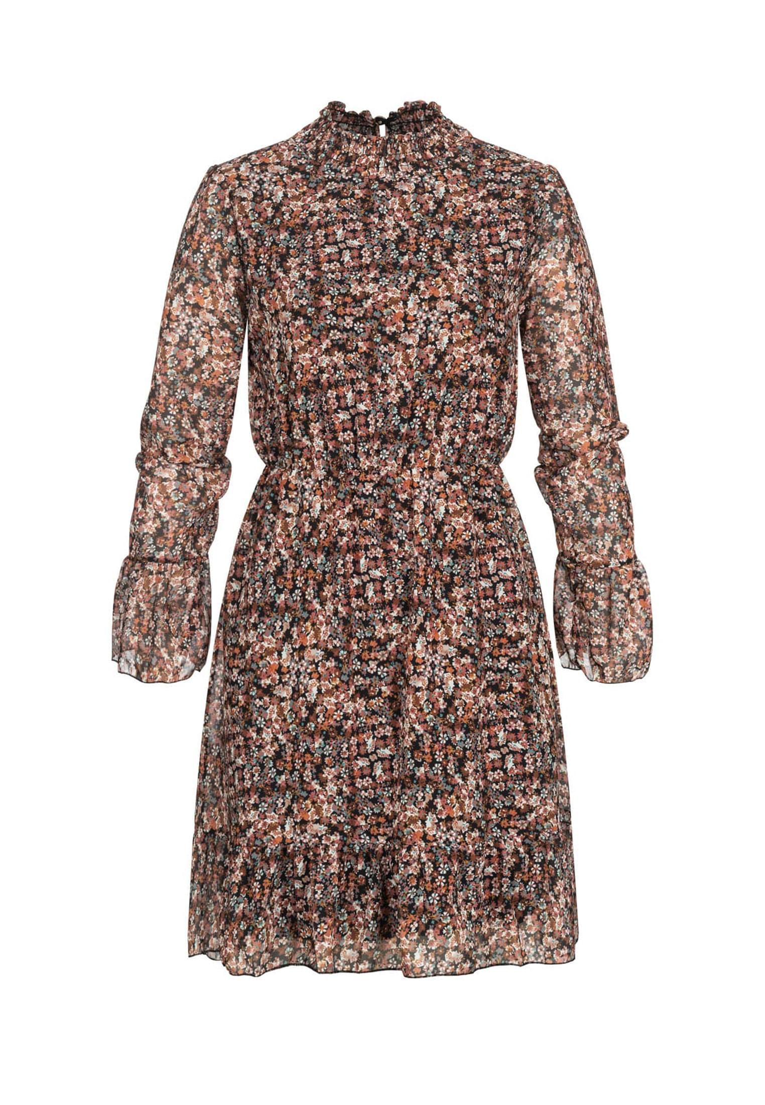 Chiffon Kleid Volant Rock- und Armabschluss black L - variant image 6
