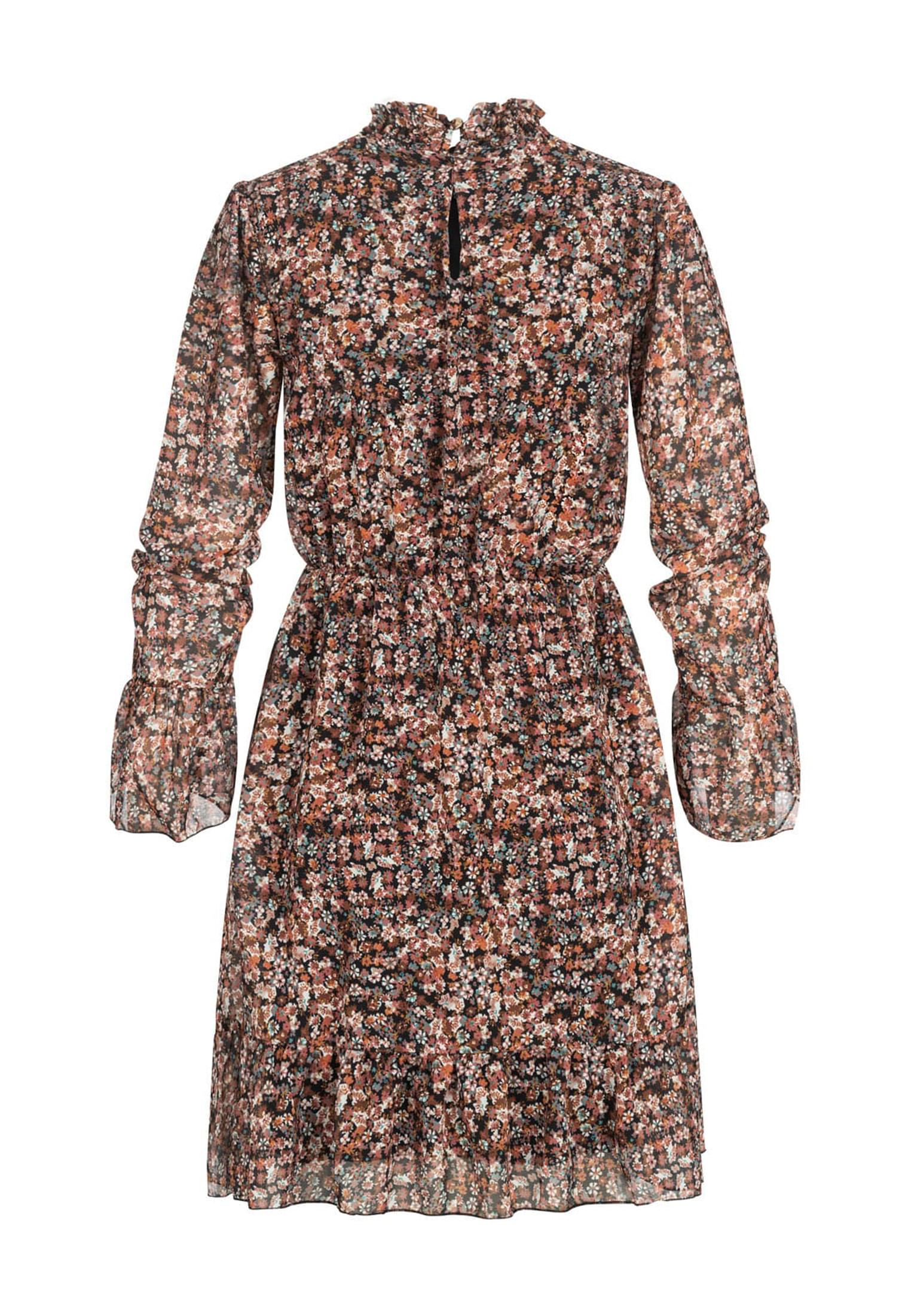 Chiffon Kleid Volant Rock- und Armabschluss black L - variant image 7