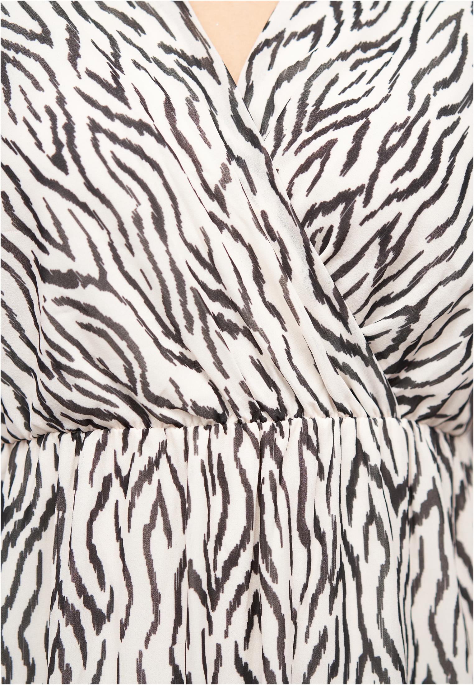 Langed Chiffon Kleid V-Neck Viskoseeinsatz white/black L - variant image 4