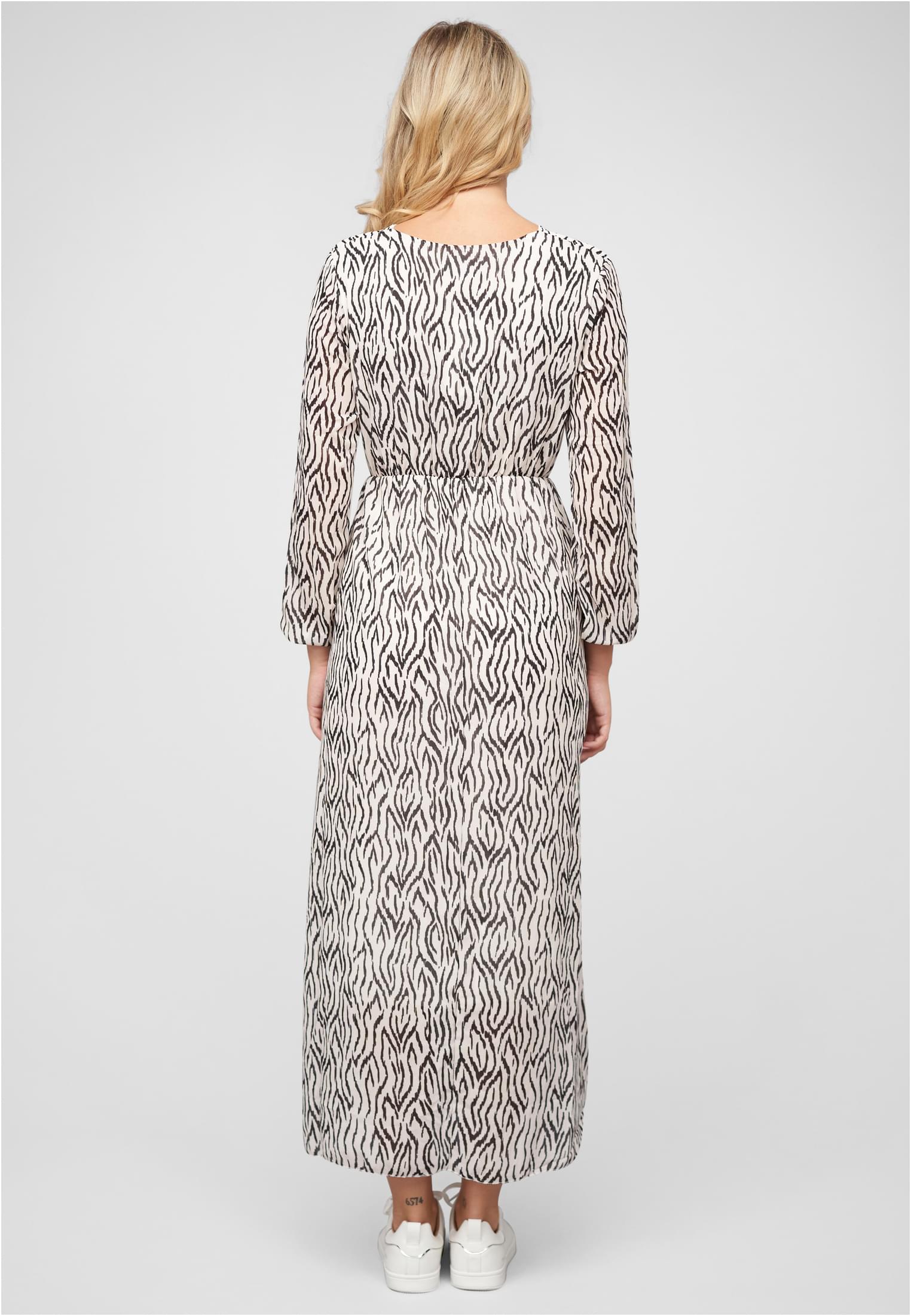 Langed Chiffon Kleid V-Neck Viskoseeinsatz white/black L - variant image 2