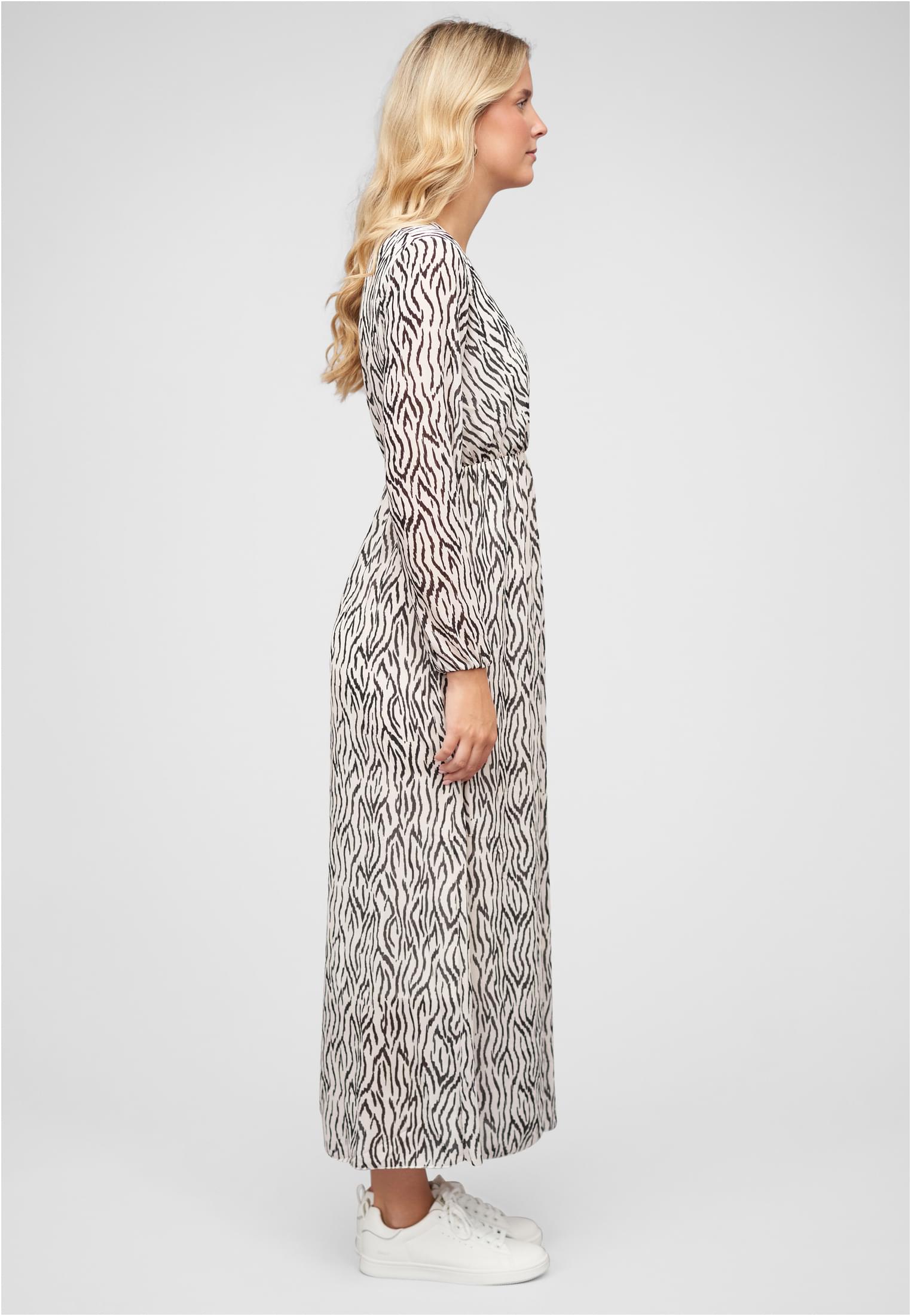 Langed Chiffon Kleid V-Neck Viskoseeinsatz white/black L - variant image 3
