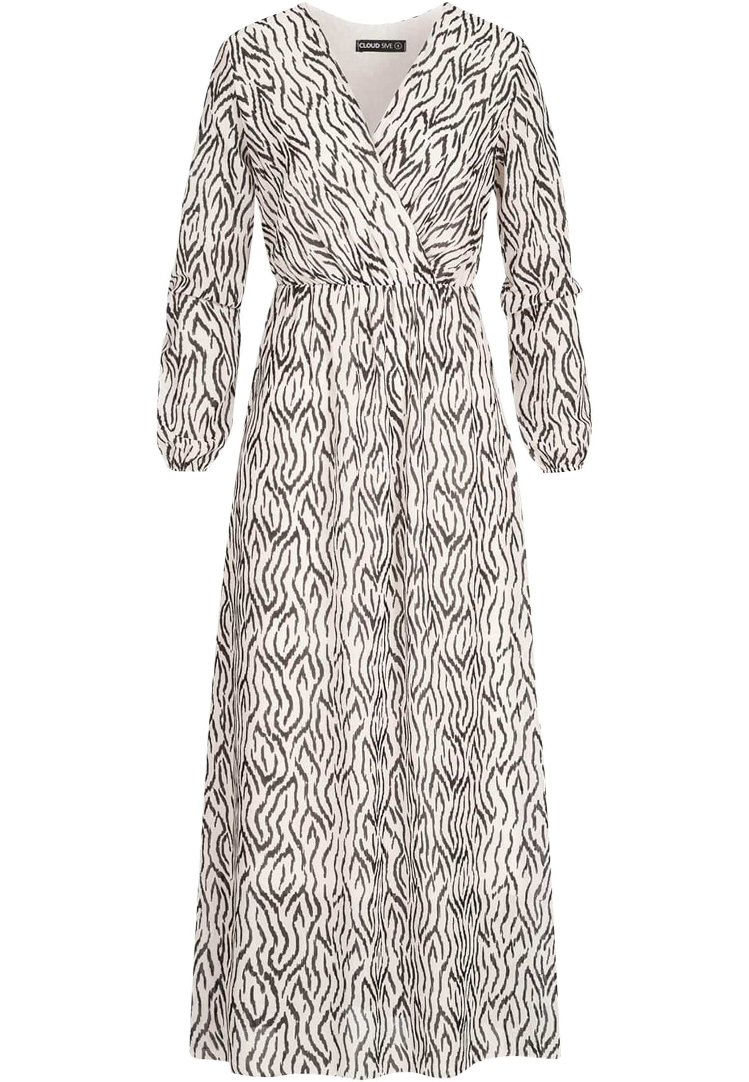 Langed Chiffon Kleid V-Neck Viskoseeinsatz white/black L - variant image 5