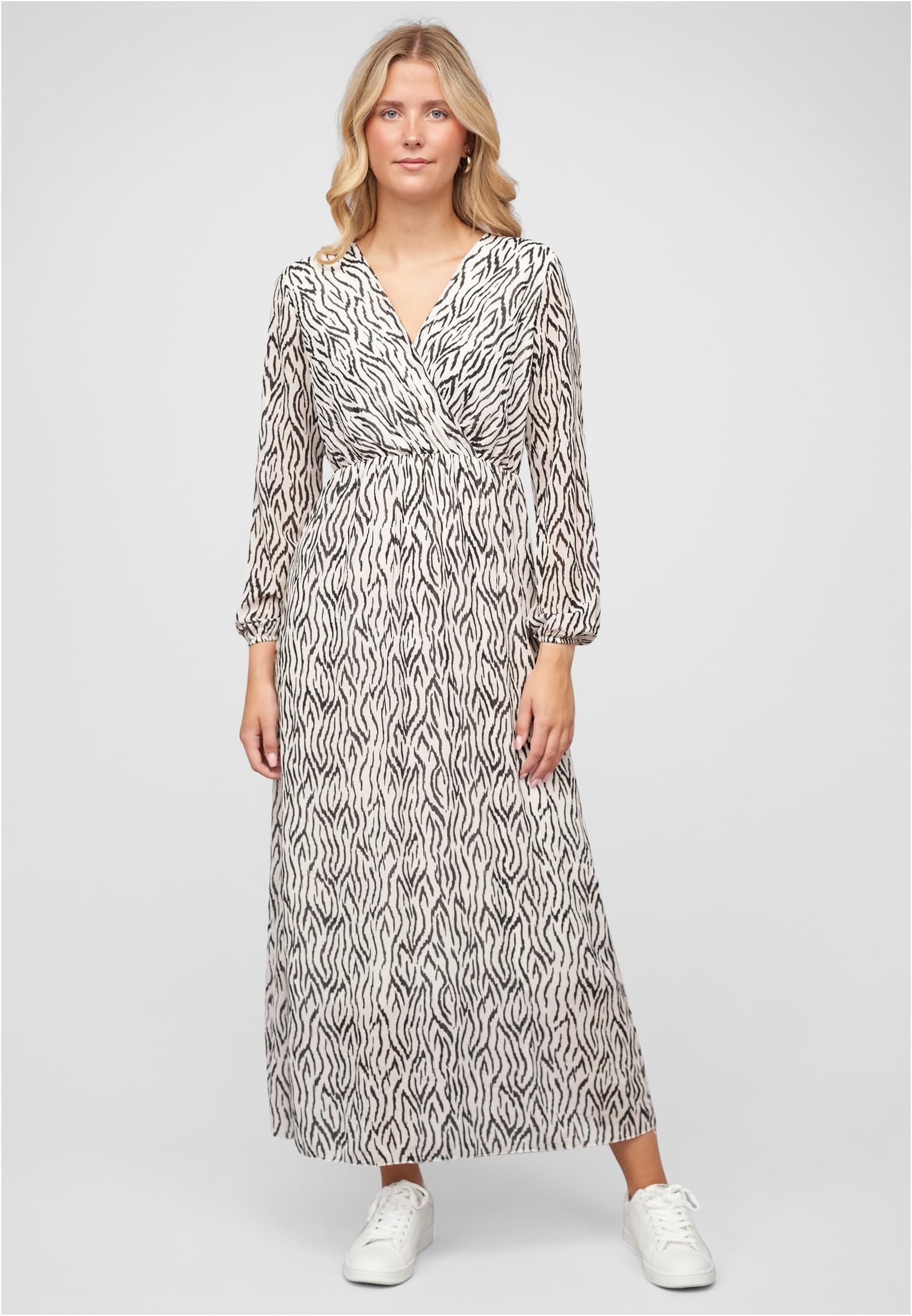 Langed Chiffon Kleid V-Neck Viskoseeinsatz white/black L - alternate variant 1