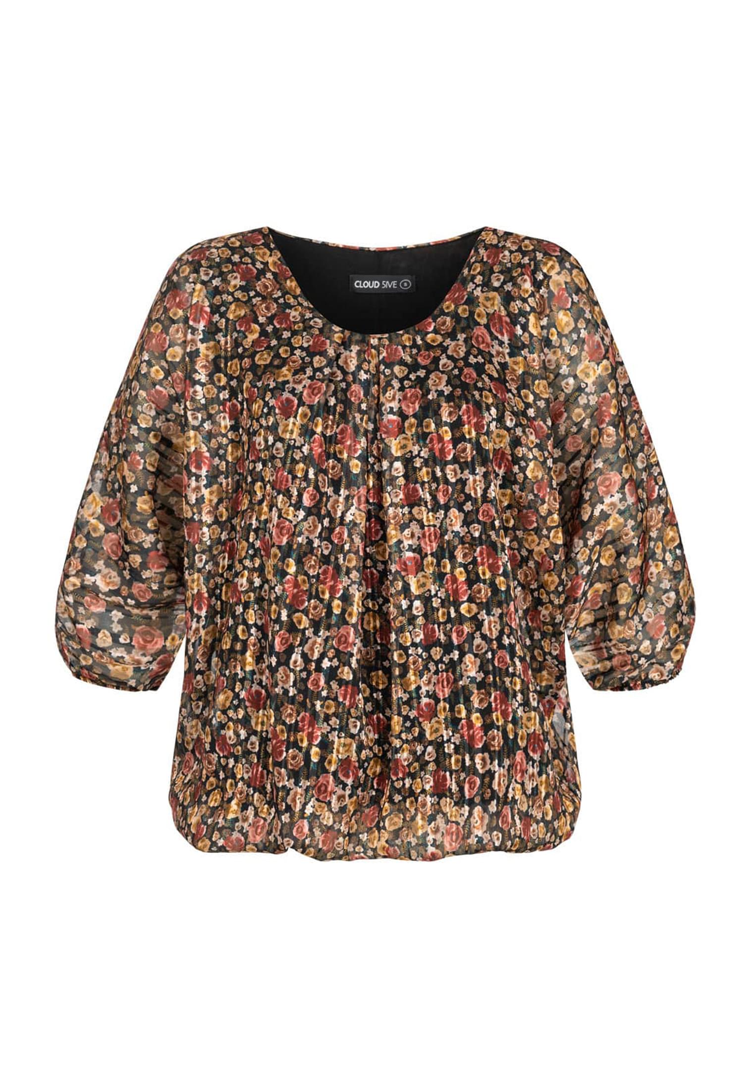 3/4 Arm Lurex Bluse mit Rosen Print 2-lagig black L - variant image 6