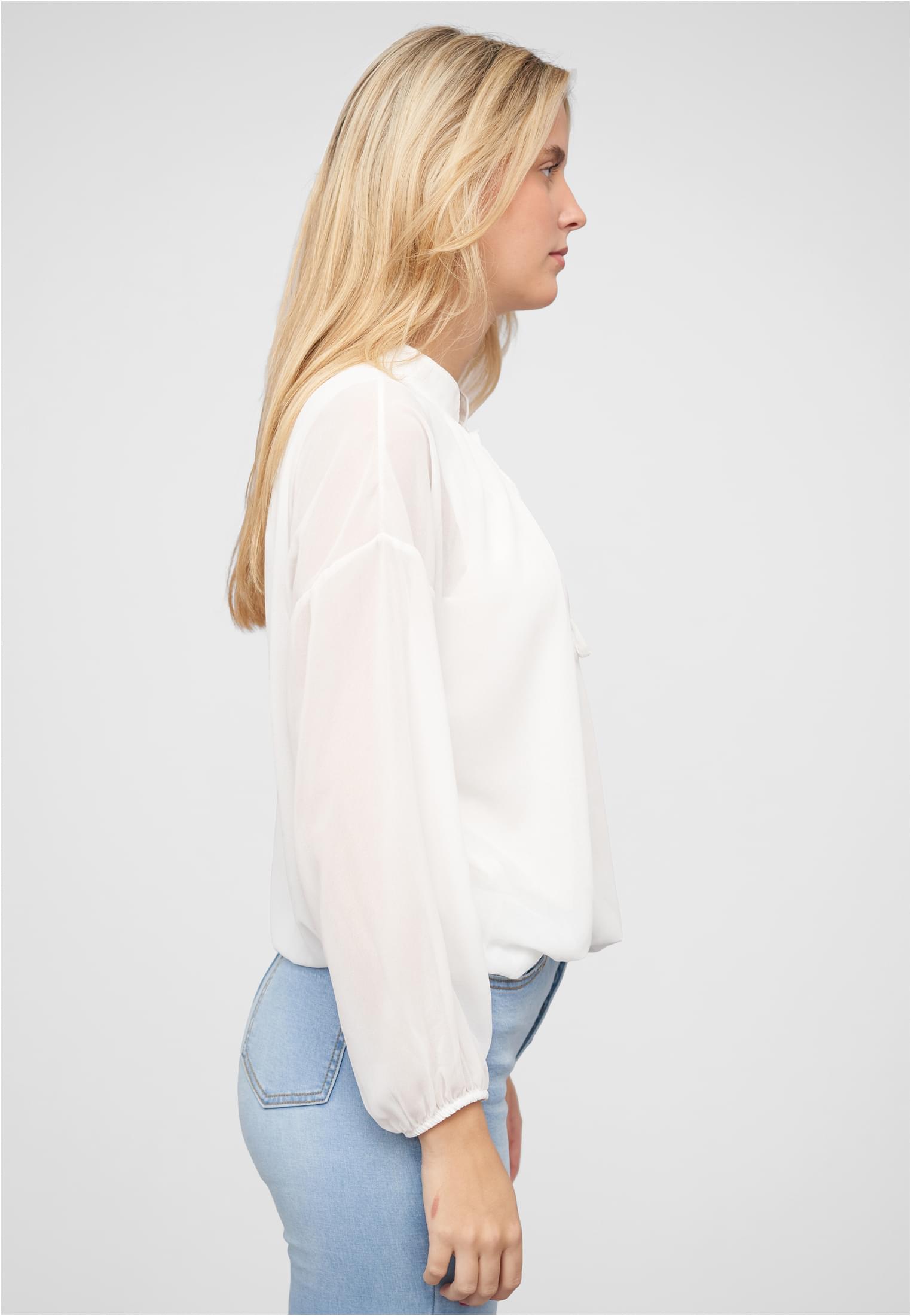 Chiffon Bluse mit Stehkragen und Bindedetail - related product back image 6