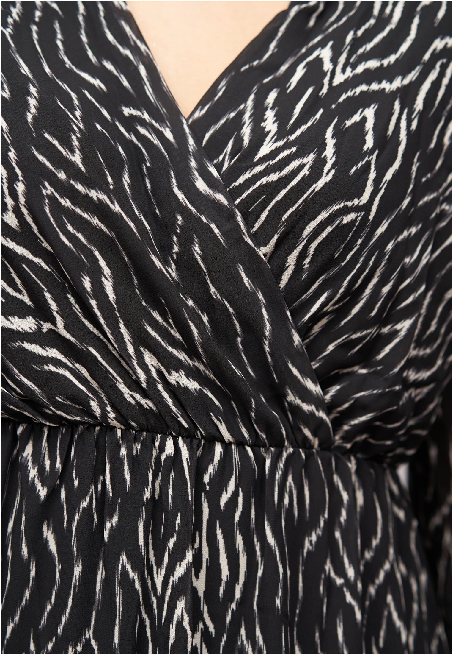 Langed Chiffon Kleid V-Neck Viskoseeinsatz black/white L - variant image 4